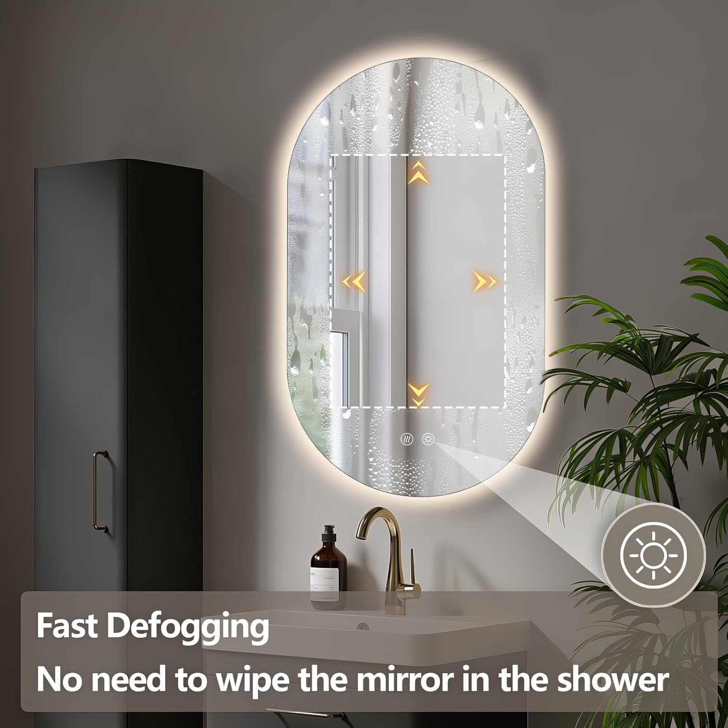 36" x 24" Oval LED Mirror for Bathroom, Backlit Vanity Mirror with Lights, Frameless Smart Wall Mirror, 3 Colors Stepless Dimmable, Anti-Fog, Shatterproof, Memory, CRI95+(Horizontal/Vertical)