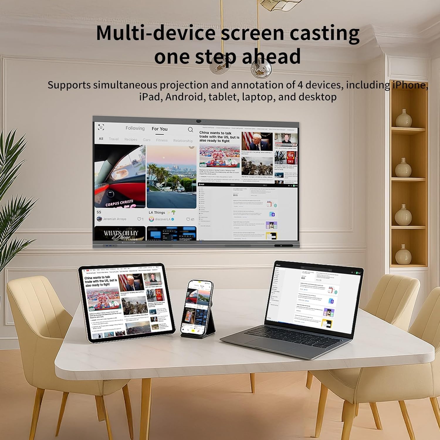 TIBURN 65" 4K UHD Smart Board with Auto-Framing Camera | Smart Whiteboard Interactive Touchscreen Display, Includes Wall Mount, Mobile Stand NOT Included,Ideal for Office, Classroom, and Conference