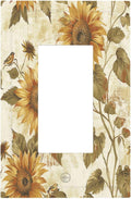 Decorative Outlet Covers Rustic Sunflower Floral Pattern 1 Gang Single Rocker Light Switch Cover Plate Wall Plates GFCI Faceplate for Bedroom Cabin Decor