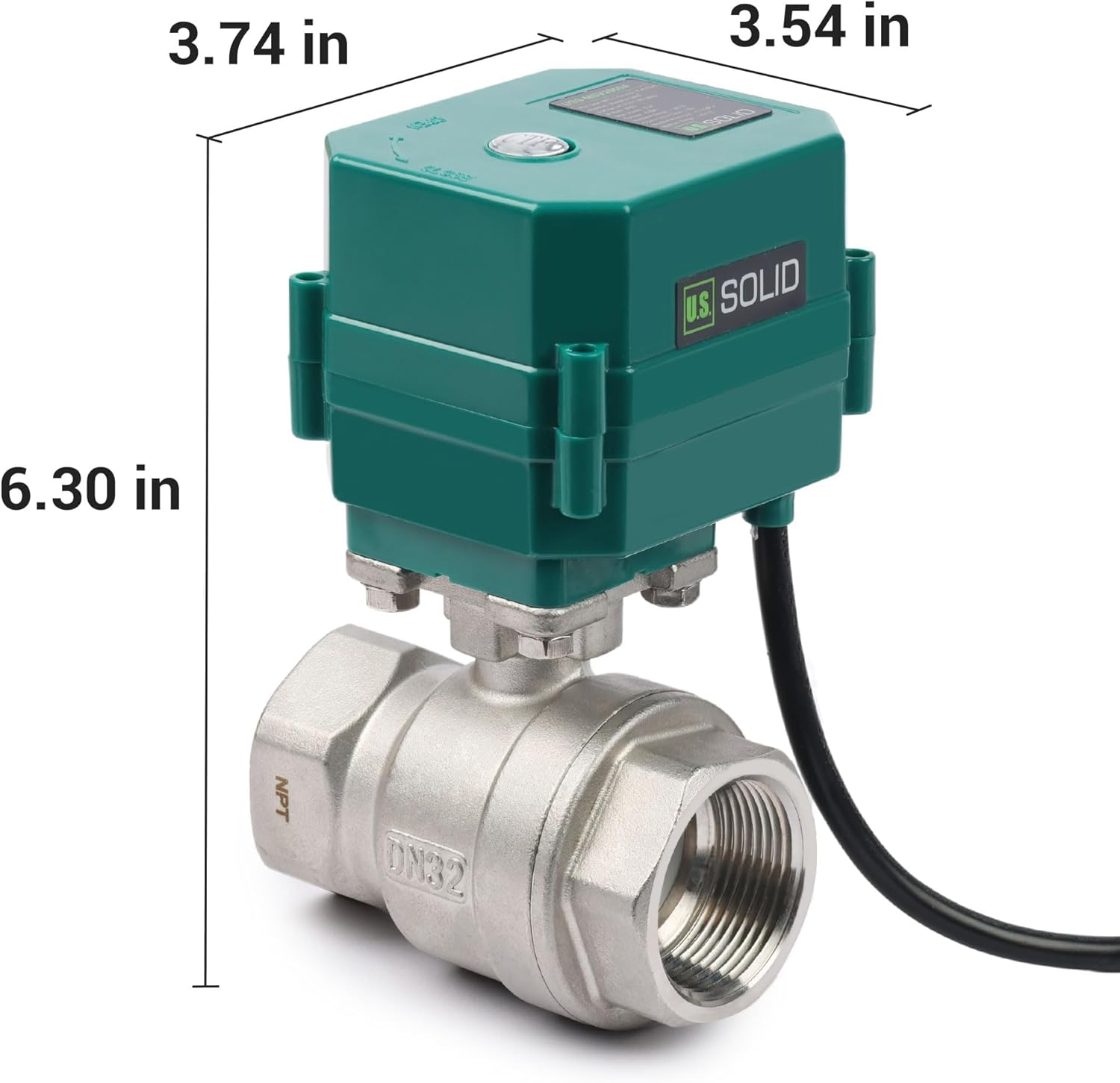 U.S. Solid 1-1/4" Motorized Ball Valve with US Plug 110VAC Stainless Steel Electrical Ball Valve,Auto Return, Normally Closed, IP65(8-PACK)