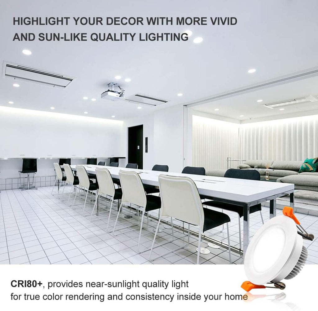 YGS-Tech 2 Inch LED Recessed Lighting, Dimmable Downlight 3W(35W Halogen Equivalent), CRI80, 5000K Daylight White Ceiling Light with LED Driver (10 Pack)