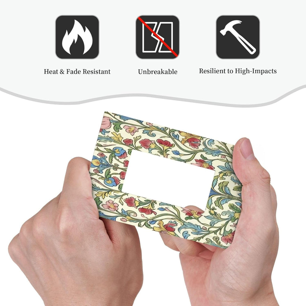 Decorative Outlet Covers Boho Red Floral Morris Plant Leaves 1 Gang Single Rocker Light Switch Cover Plate Wall Plates Gfci Faceplate For Farmhouse Cabin Decor