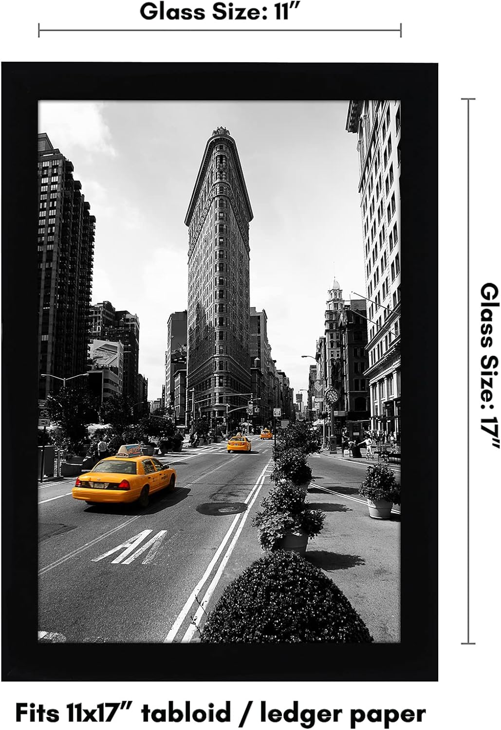 Americanflat 11x17 Picture Frame with Shatter-Resistant Glass - Signature Collection - Gallery-Style Frames Made of Engineered Wood - Photo Frame for Wall Display - Black