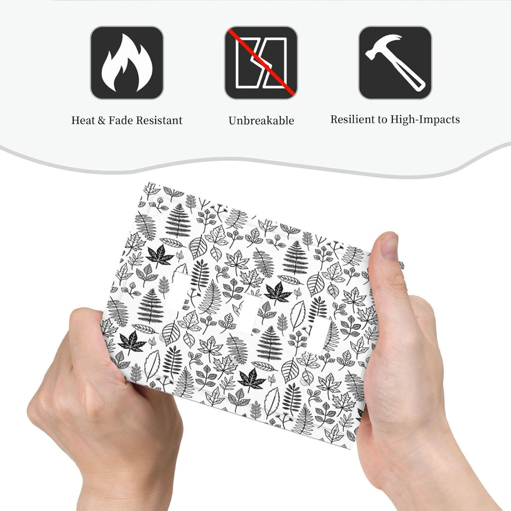Black White Leaf Wheat Maple Leaf Plant Decorative Switch Plates 3 Gang Wall Plate Triple Toggle Light Switch Cover Electrical Wall Panels Faceplate for Bedroom Bathroom Decor