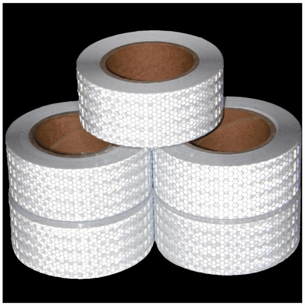 White Reflective Tape Outdoor Waterproof 2 inch Wide, High Visibility Warning Industrial Marking Tape,Safety Stickers (68 feet,5 Rolls)