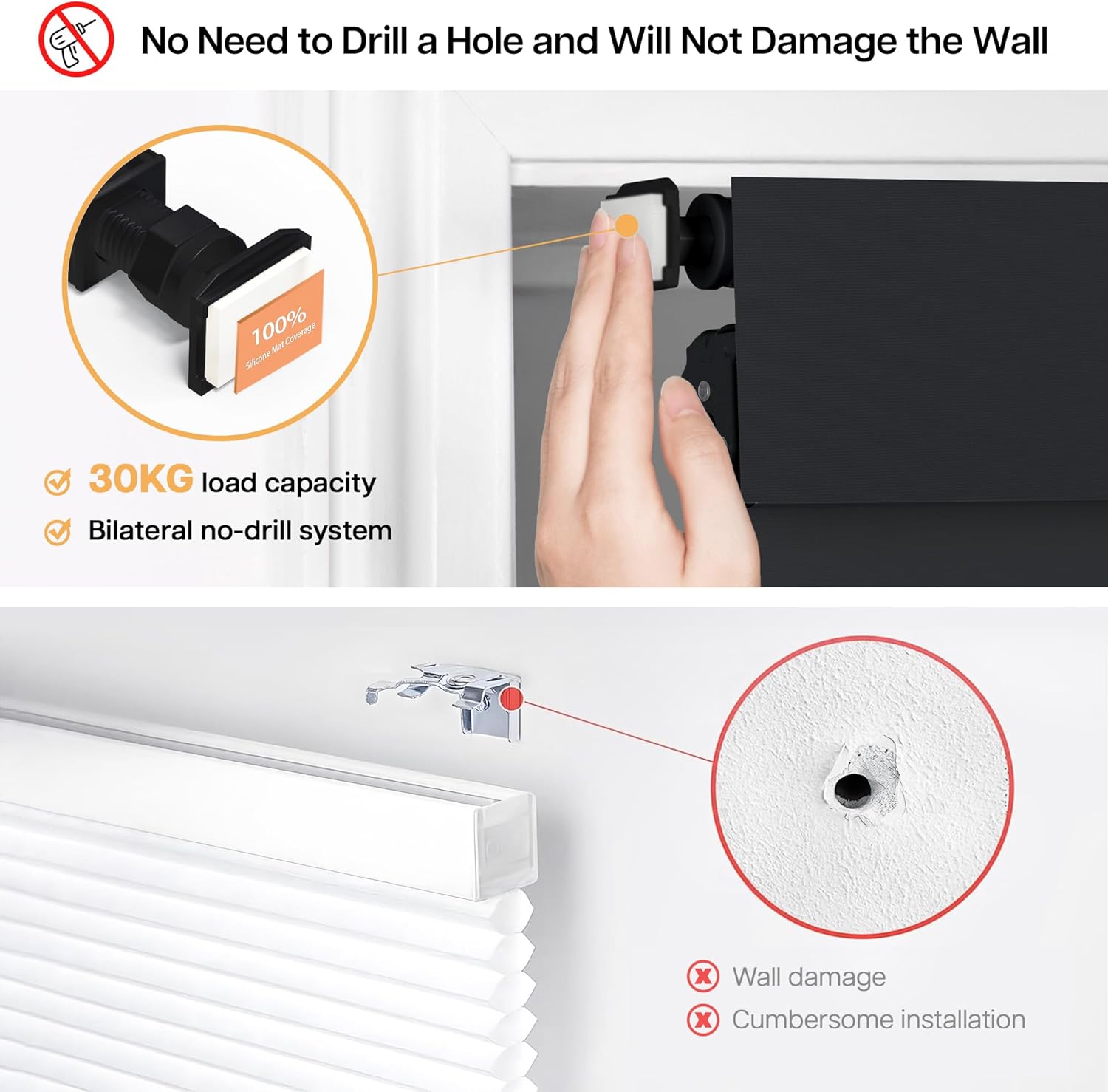 LazBlinds No Drill Blinds for Indoor Windows, Blackout Roller Shades, Cordless Window Blackout Blinds, Thermal Insulated Fabric UV Protection for Home and Office, 20" W x 72" H, Black