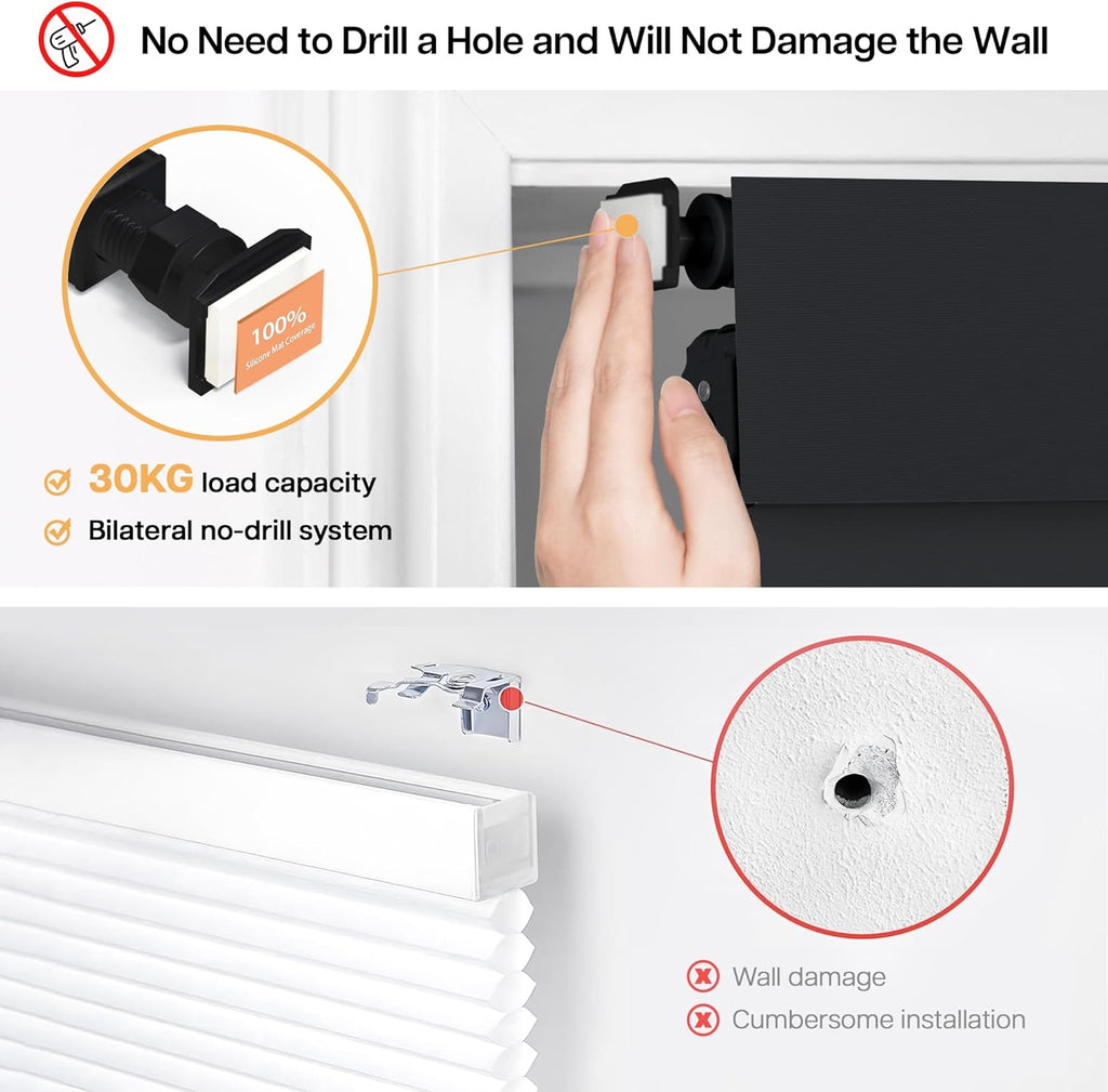 LazBlinds No Drill Blinds for Indoor Windows, Blackout Roller Shades, Cordless Window Blackout Blinds, Thermal Insulated Fabric UV Protection for Home and Office, 20" W x 48" H, Black
