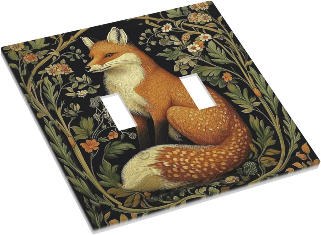 Fox Morris Plants Flowers Vine Colorful Floral Decorative Switch Plates 2 Gang Double Toggle Outlet Light Switch Cover Wall Plate Electrical Faceplate For Bed Room Living Room Decor