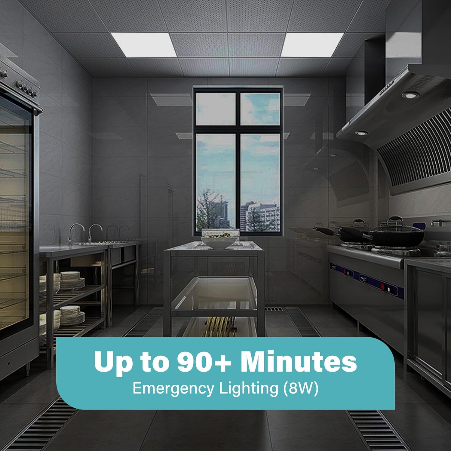 4 Pack 2x2 LED Flat Panel Light with Emergency Battery Backup, Up to 1.5H of Power Support at 8W Output, 0-10V Dimmable, 3000/4000/5000K, 20/30/40W Selectable, UL & ETL
