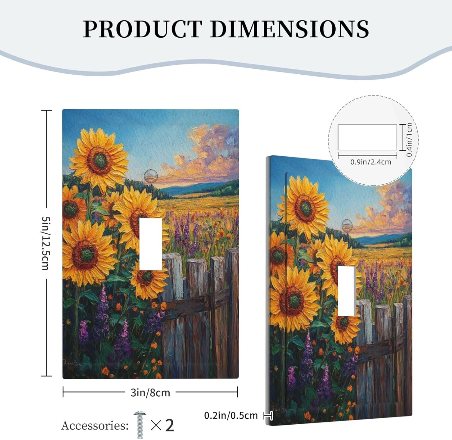 Decorative Light Switch Cover Plate Rustic Wilderness Sunflower Lavender Muzha Oil Painting 1 Gang Wall Plate Oversized Single Toggle Wall Cover Plate Switchplate Faceplate