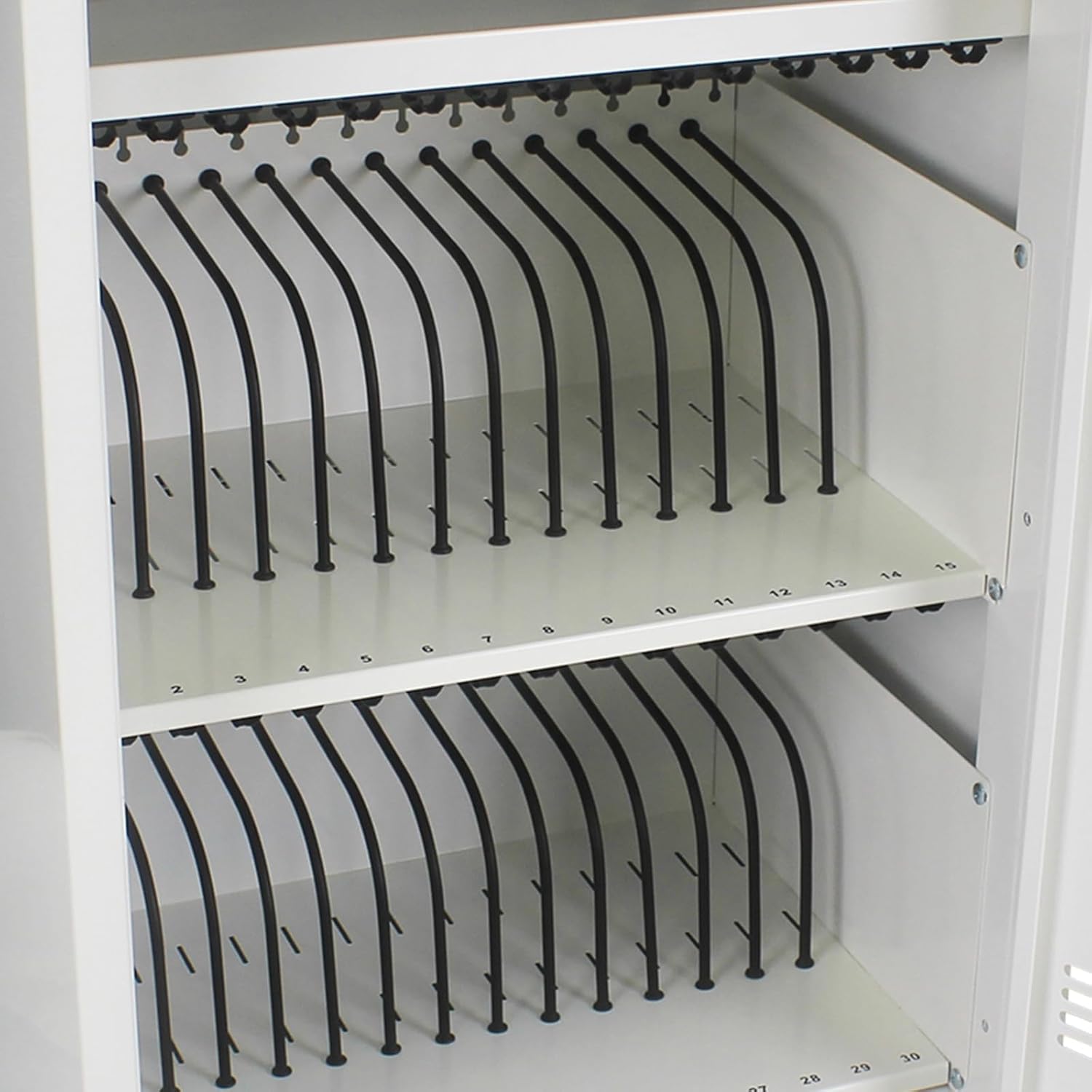 35 Device Charging Cart for Laptops and Tablets Up to 16.3-inch, Mobile Charging Station with AC Outlets, Secure Storage and Cable Management, Mobile Charging Cabinet for Ipads, Chromebooks, White