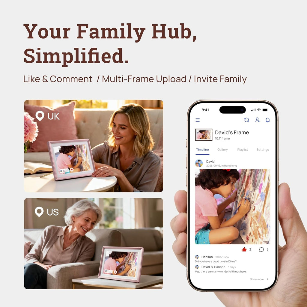 ARZOPA D10 10.1" Premium Metal Digital Picture Frame – HD IPS Anti-Glare Touchscreen, Instant Photo & Video Sharing from Your Phone via Free App, A Thoughtful Gift, Rose Gold