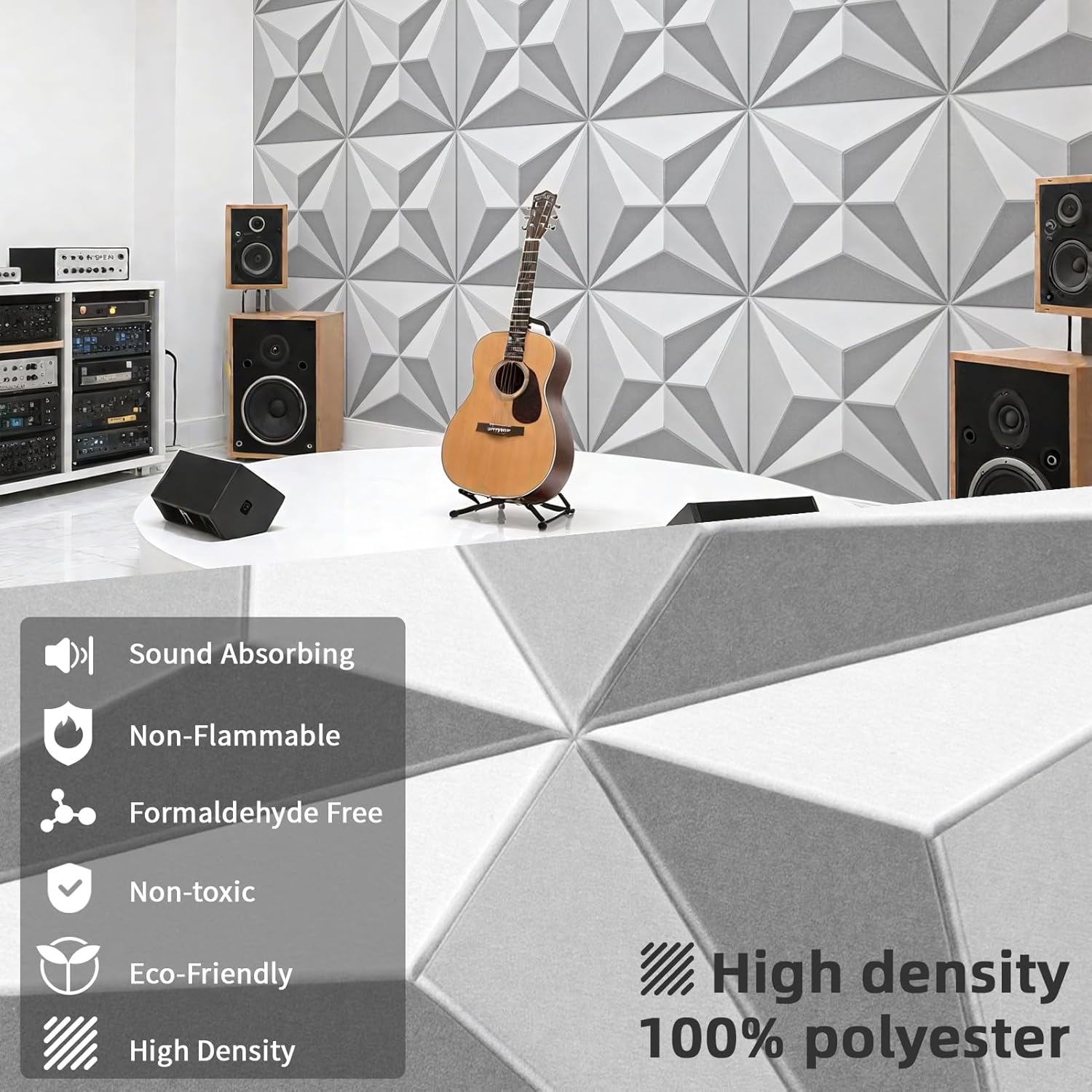 Art3dwallpanels 24" X 24" Acoustic Panels 6 Pack Soundproof Wall Panels Sound Dampening, 3D Wall Decor Absorbing Panels, White and Gray