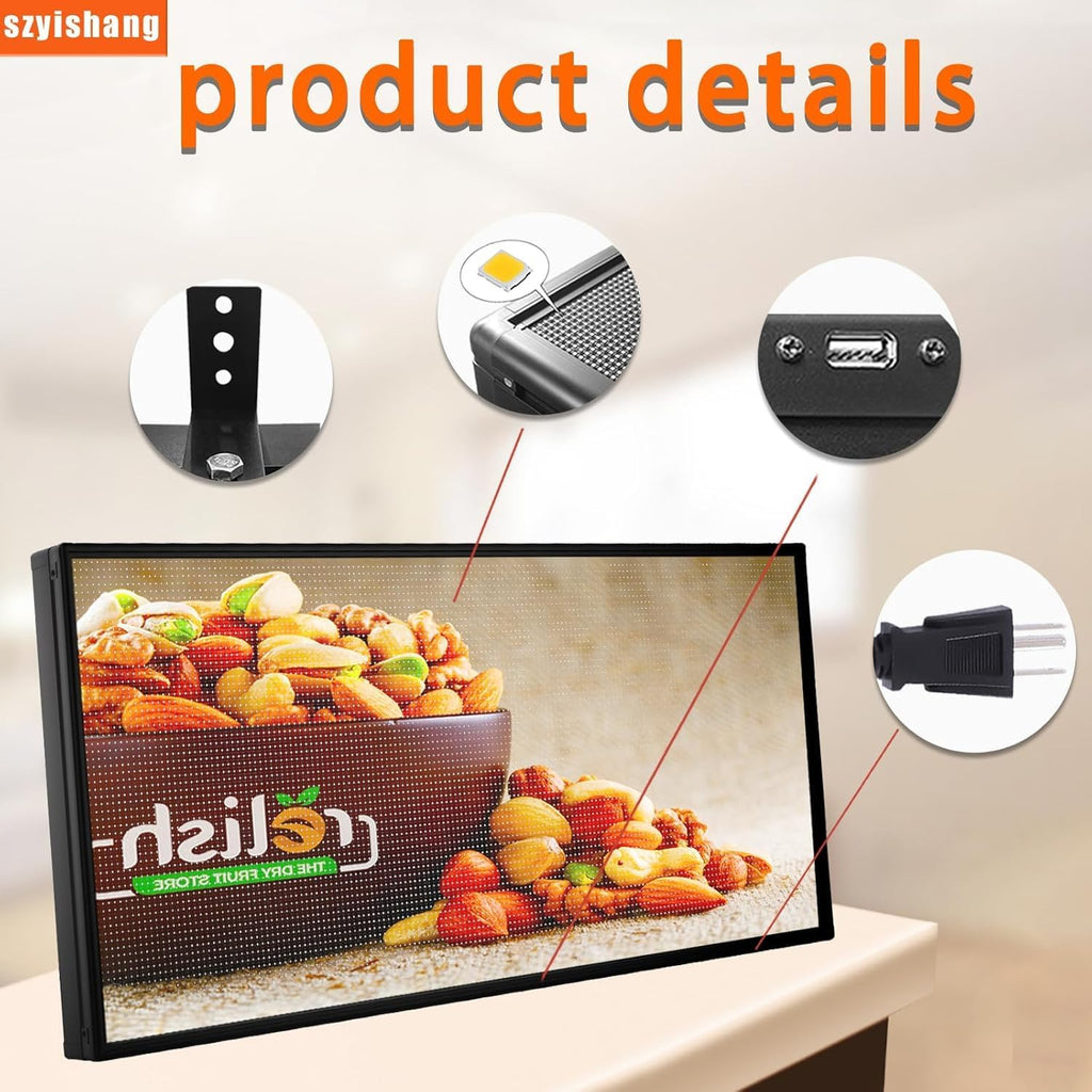 P5 Outdoor IP65 Waterproof 65"x34" Programmable LED Sign Board - Wi-Fi Full Color High-Res Scrolling Display, USB Control, Custom Images & Video for Business