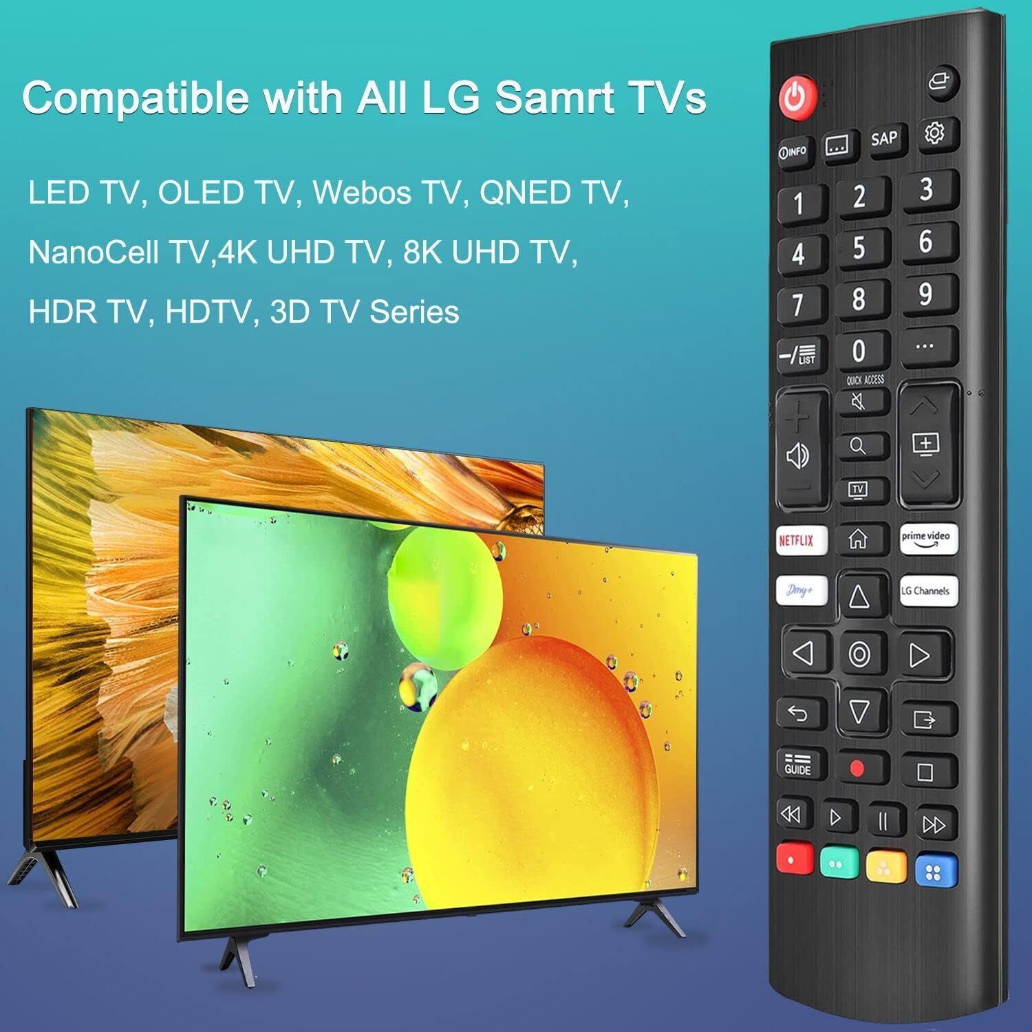 Universal TV Remote Control for LG TV + Night Glow Remote Case, Replacement for LG Remote Control Compatible with All LG Smart TV Models (LCD LED UHD OLED QNED NanoCell 4K 8K,etc)