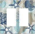 Decorative Outlet Covers Blue Starfish Brown Coral Ocean 2 Gang Light Switch Cover Plate Double Rocker Wall Plates for Electrical Outlets Switch Plate Covers for Girlroom Home Decor