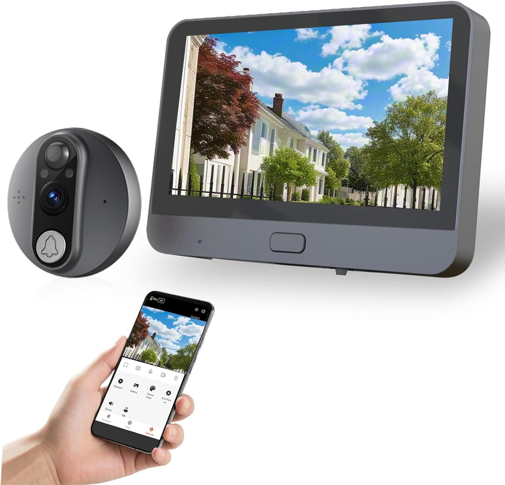 Cawhun Peephole Camera WiFi Doorbell with 4.3" LCD Smart Door Viewer – 1080P | 120° View, Night Vision, Motion Alerts & 2-Way Talk | Security Door Viewer for Homes/Apts via Smart Life App