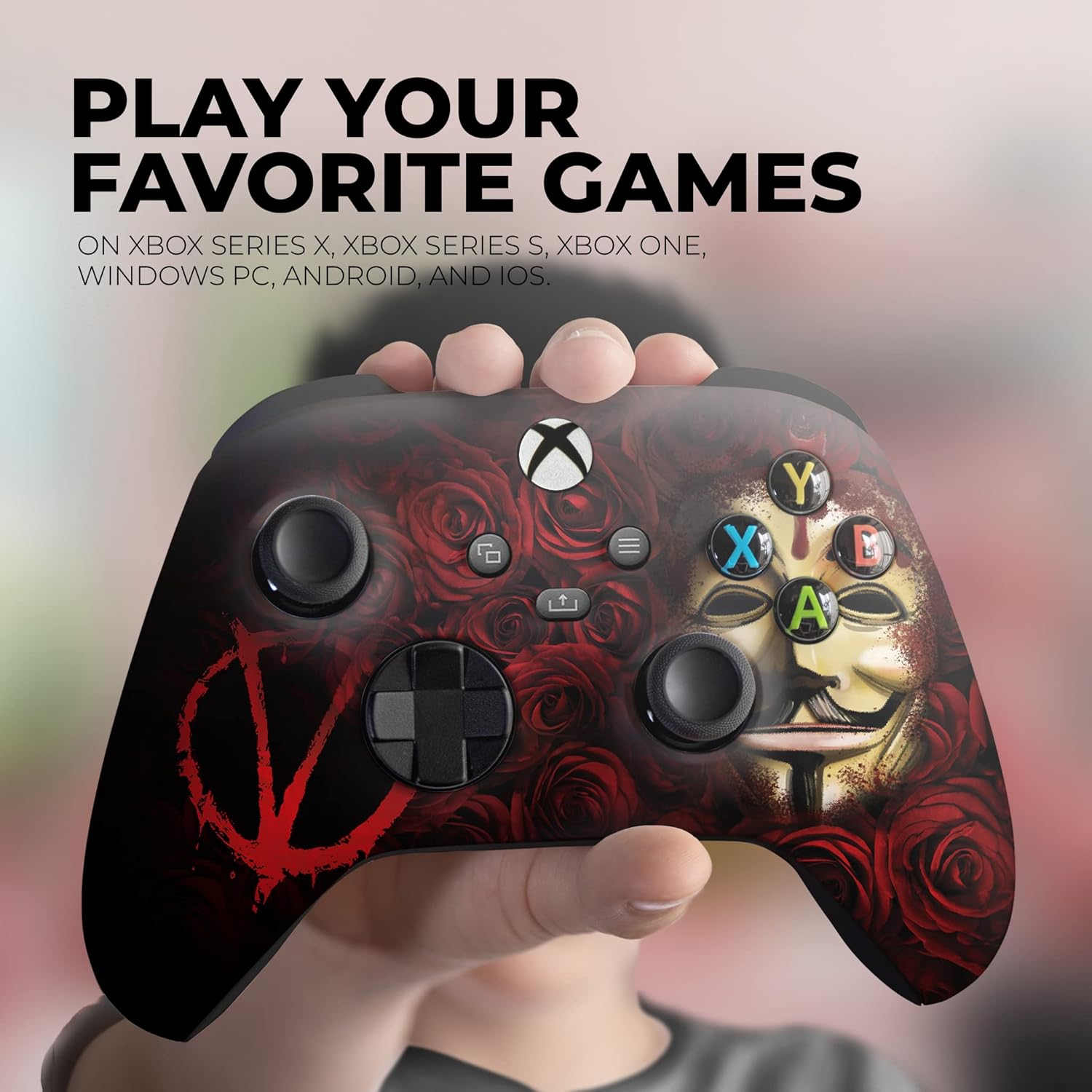 DreamController V For Venddeta Custom X-box Controller Wireless compatible with X-box One/Series X/S Proudly Customized in USA with Permanent HYDRO-DIP Printing(NOT JUST A SKIN) (MODDED)