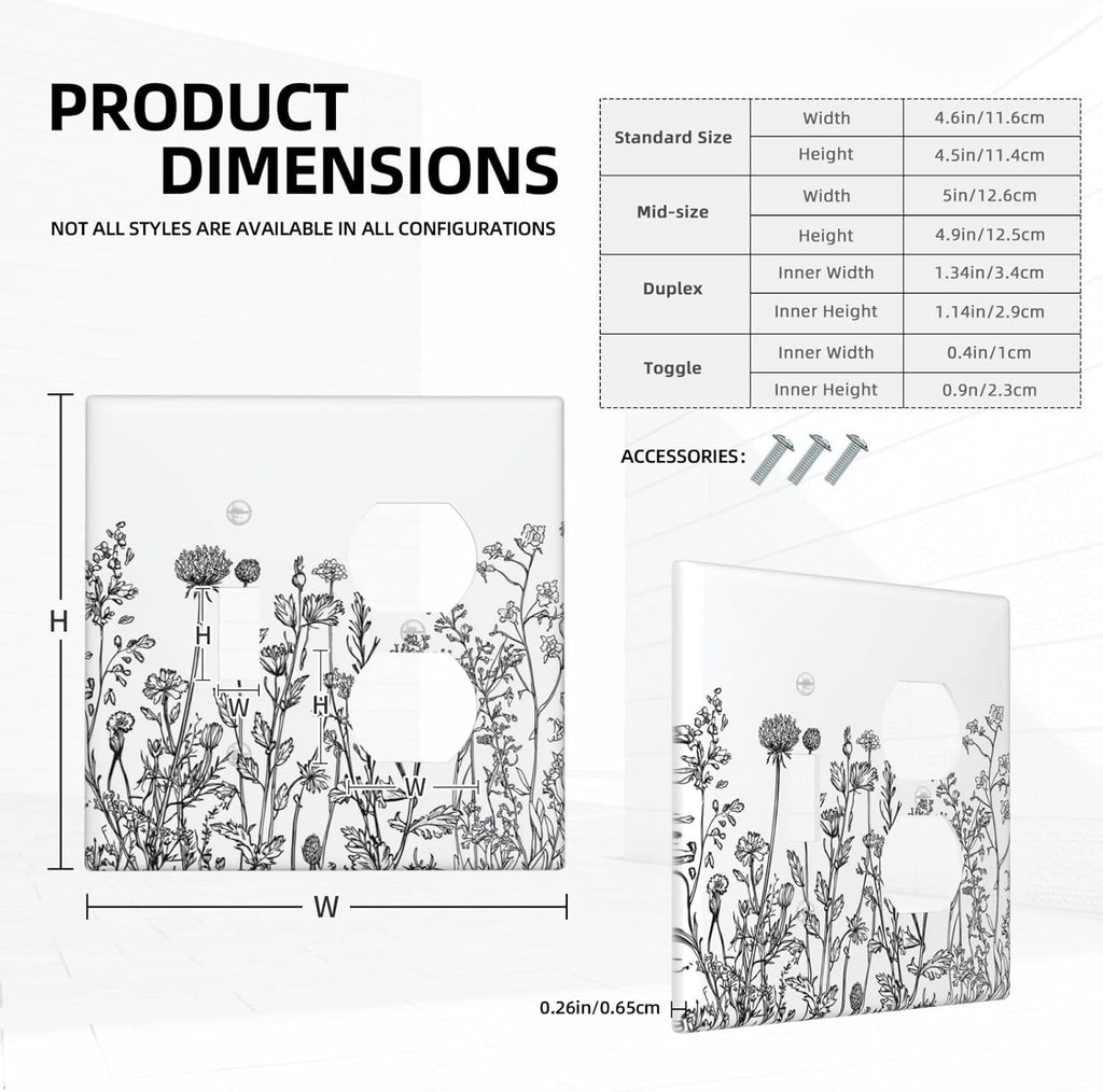 Wallplates Floral Wildflower Rustic Plant Leaves 1 Toggle 1 Duplex Switch Plate Electrical Gfci Faceplate Decorative Light Switch Covers For Farmhouse Cabin Decor