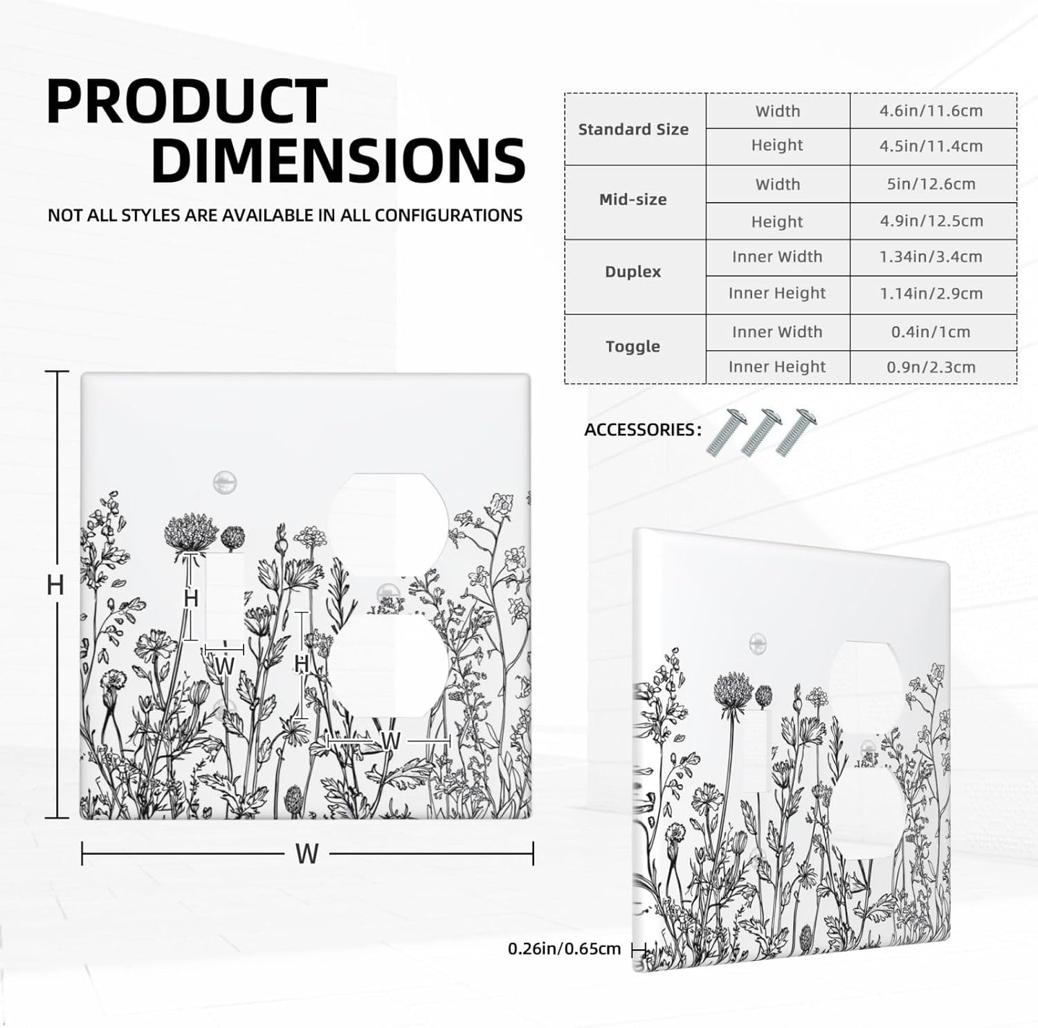 Wallplates Floral Wildflower Rustic Plant Leaves 1 Toggle 1 Duplex Switch Plate Electrical Gfci Faceplate Decorative Light Switch Covers For Farmhouse Cabin Decor