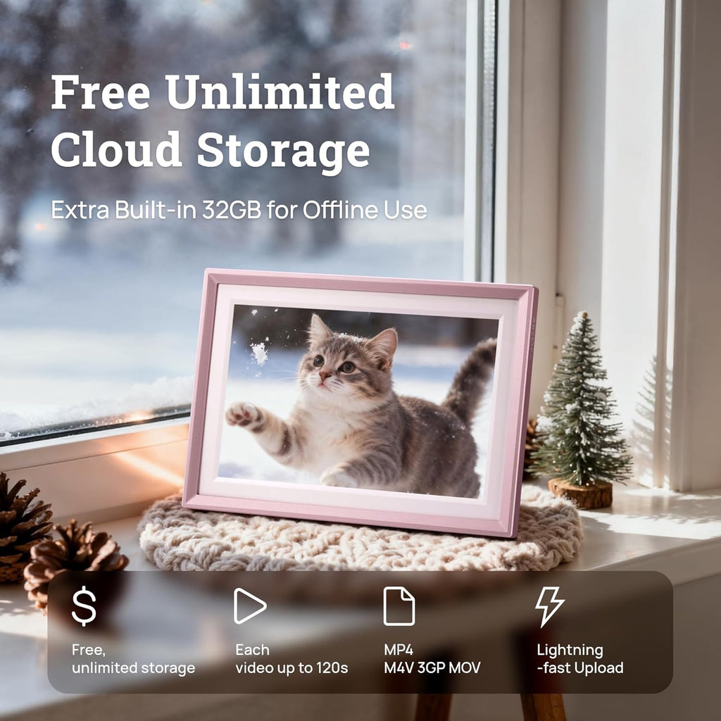 ARZOPA D10 10.1" Premium Metal Digital Picture Frame – HD IPS Anti-Glare Touchscreen, Instant Photo & Video Sharing from Your Phone via Free App, A Thoughtful Gift, Rose Gold