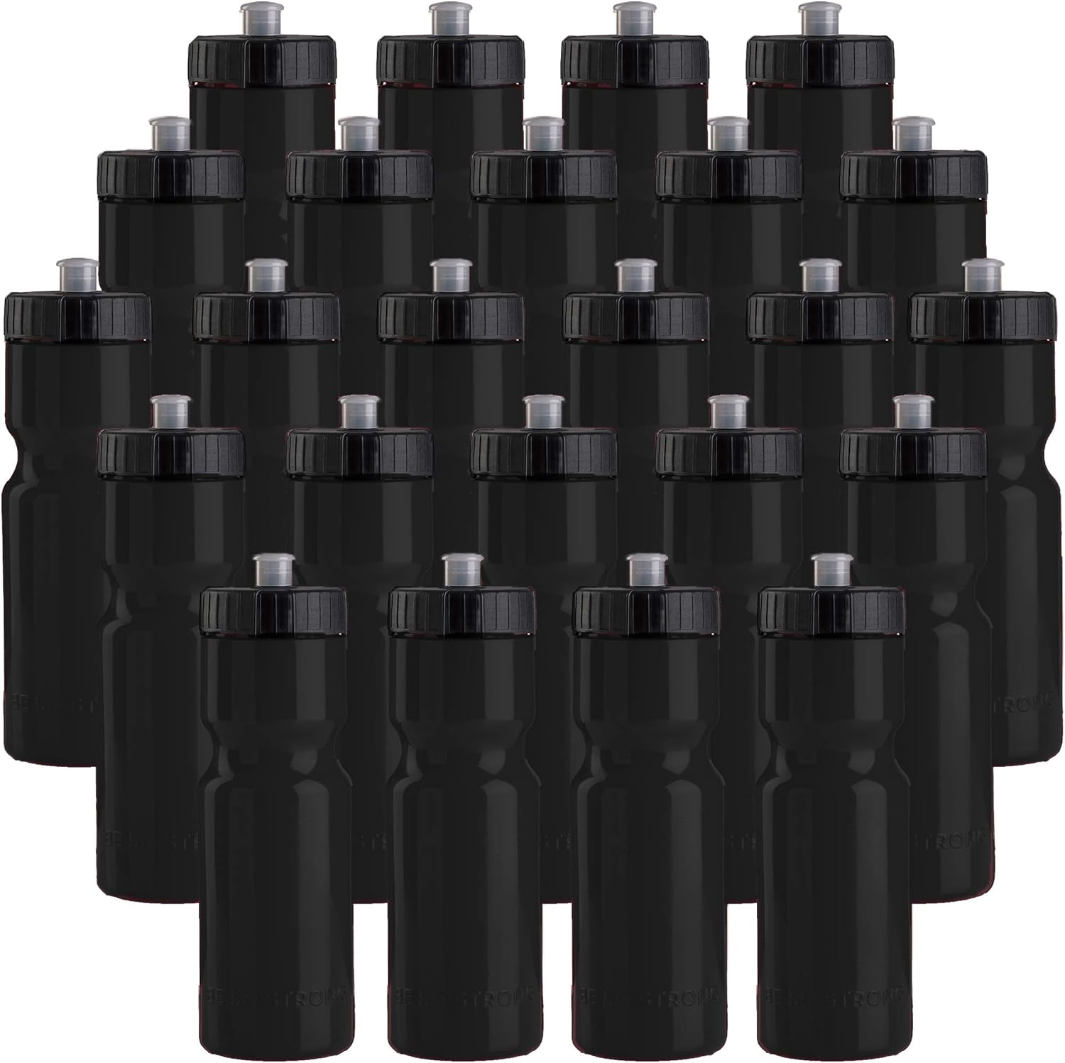 50 Strong Sports Water Bottles – Reusable 22 oz BPA-Free Plastic Bottles with Pull Top Cap – Made in USA – Top Rack Dishwasher Safe – Fits Most Bike Cages Brand
