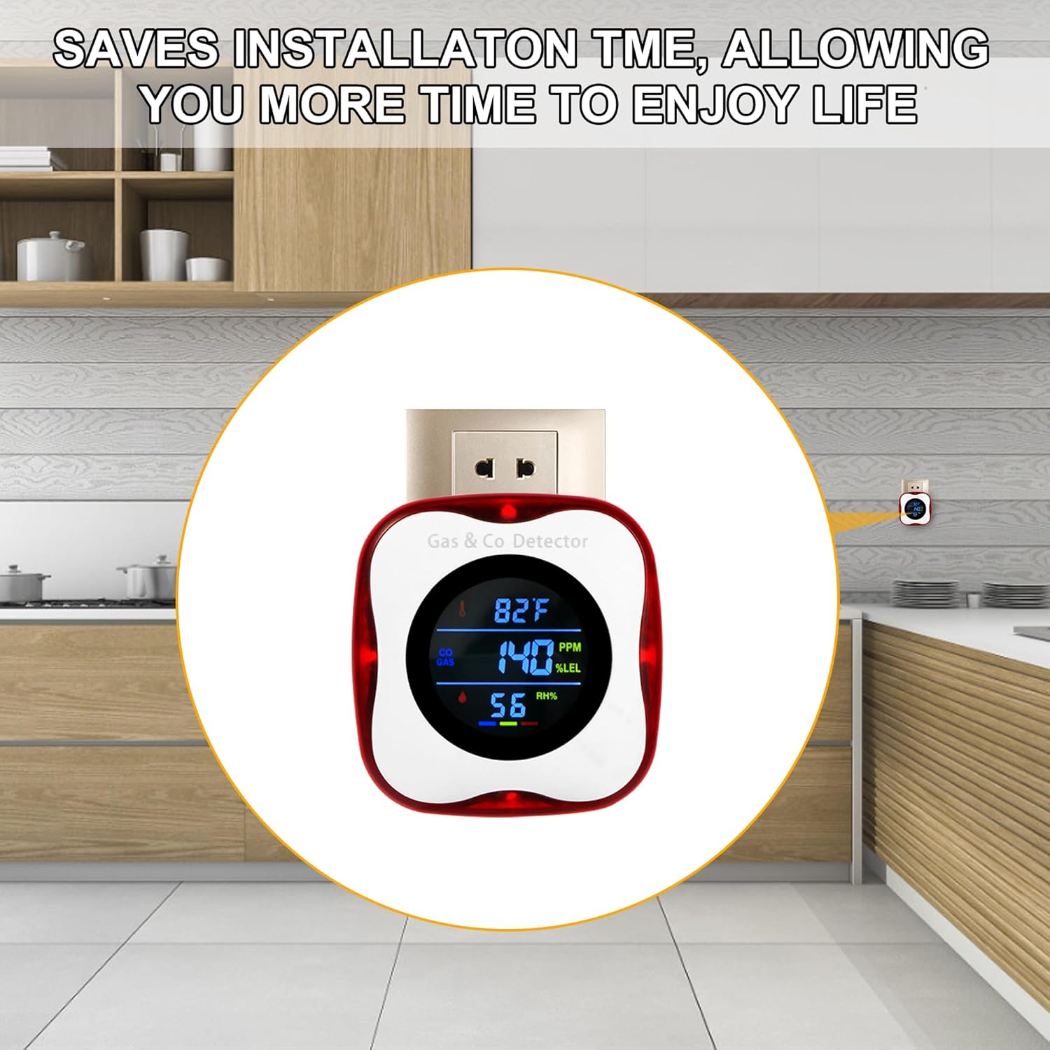 2 Packs Plug in Gas & Carbon Monoxide Detectors, 4-in-1 Natural Gas Leak Detector,Carbon Monoxide Alarm,4 Sensor °F&Humidity,CO & Propane Detector for Home,RV