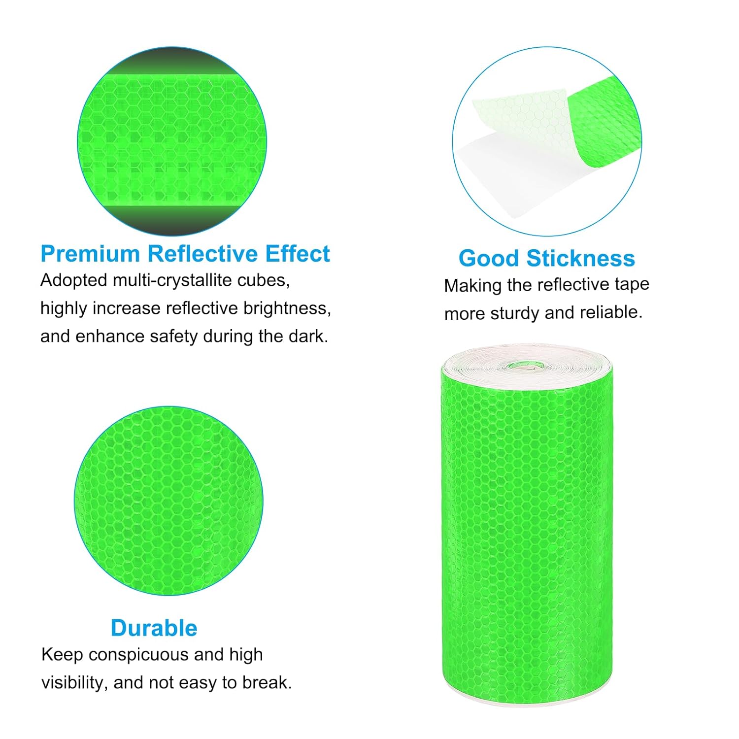 PATIKIL 6 Inch x 33 ft Reflective Tape, 1 Roll Waterproof Self Adhesive High Visibility Caution Warning Safety Tape Reflector with Scraper for Trucks Trailers Cars, Green
