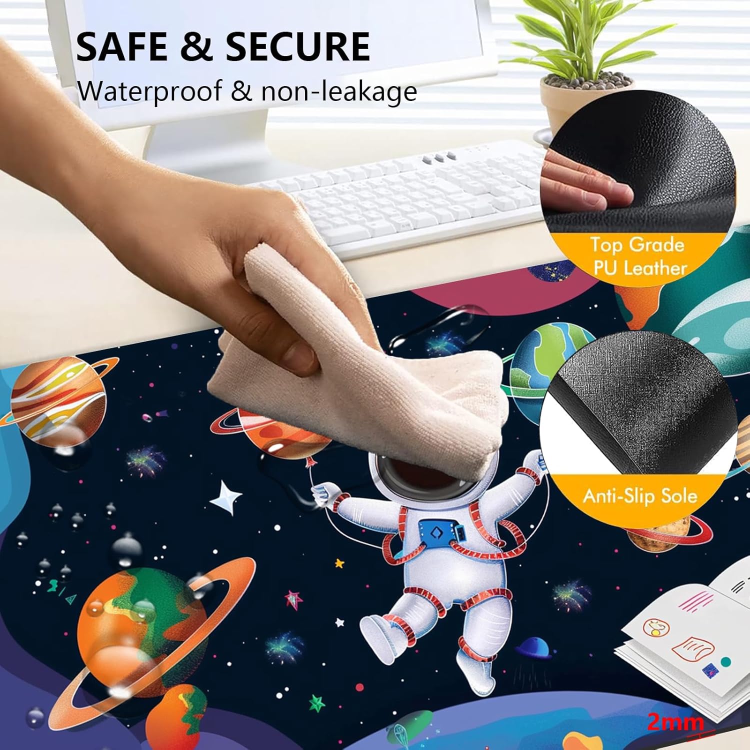 Heated Mouse Pad with 3 Levels Heated & 3 Hours Auto Shut-Off Mouse Pad for Warming Hands in Office Home, 23.6" x 14.2"Large Safe Desk Mat Hand Warmer，Cute Astronaut