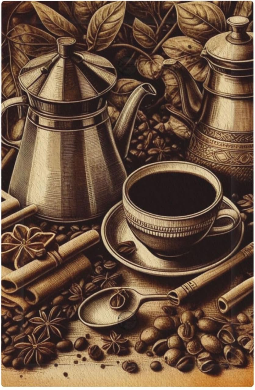 Decorative Light Switch Cover Plate Vintage Coffee Beans Leaf Cup 1 Gang No Device Single Blank Outlet Covers Wall Plate Cover Switchplate Electrical Faceplate