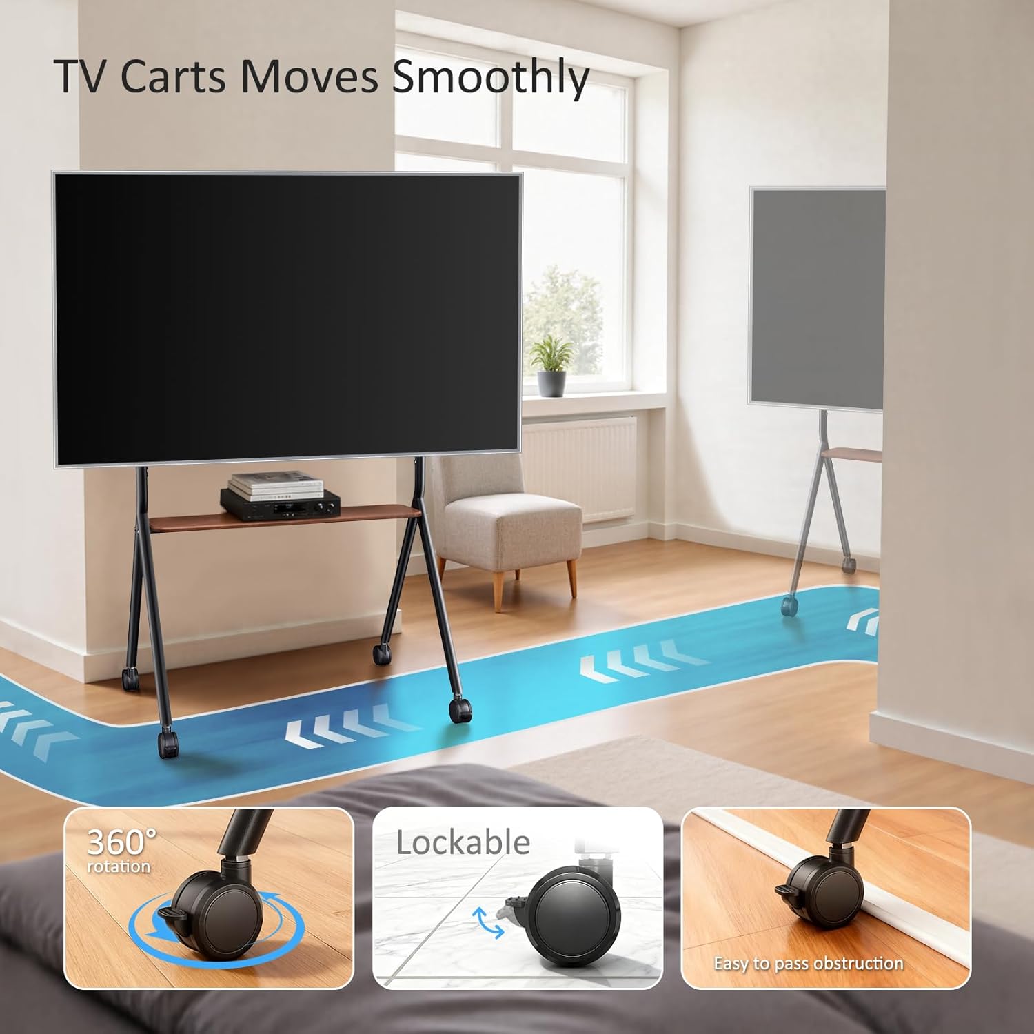 Smart Board Stand for 55-100 Inch Interactive Whiteboards,Flat&Curved TVs,Holds Up to 265lbs,Height Adjustable Smartboard Stand with Lockable Wheels for Office/Classroom/Home