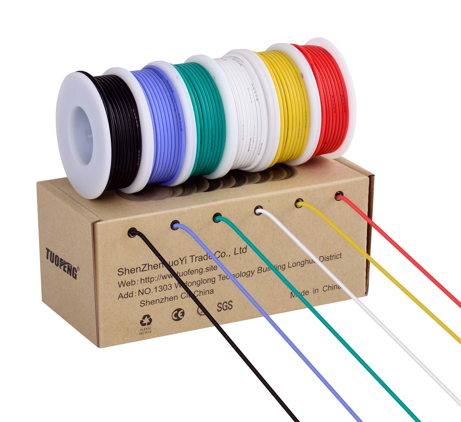 TUOFENG 18awg Silicone Wire,20ft Each Colors,18awg Cable Hook up Wire, 6 Colors Silicone Rubber Insulated/Tinned Copper/Flexible/18 Gauge Wire Set