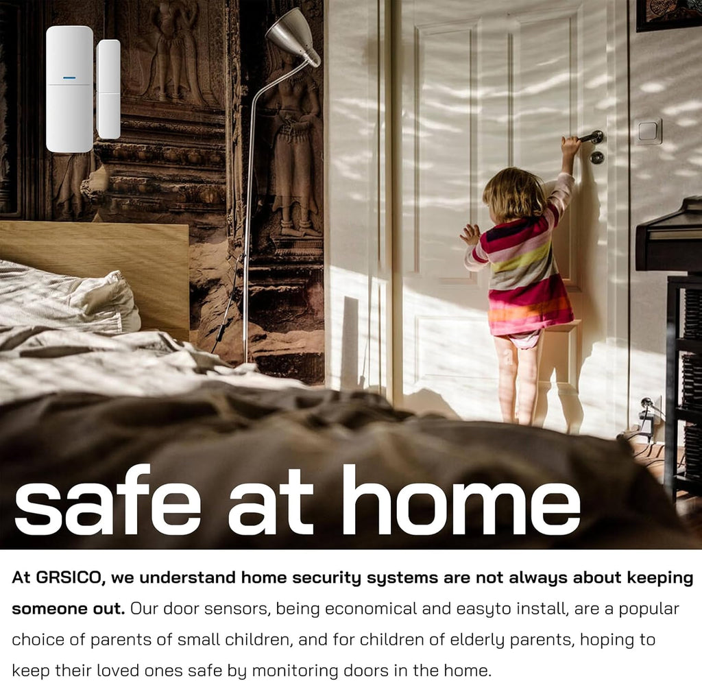 Home Alarm System 5-Piece kit, Door Window Sensors WiFi Slient Alarm System for Kids Safety, Wireless Home Alarm Security System DIY, No Contract, App Alert for Home Apartment, 2.4G WiFi Only