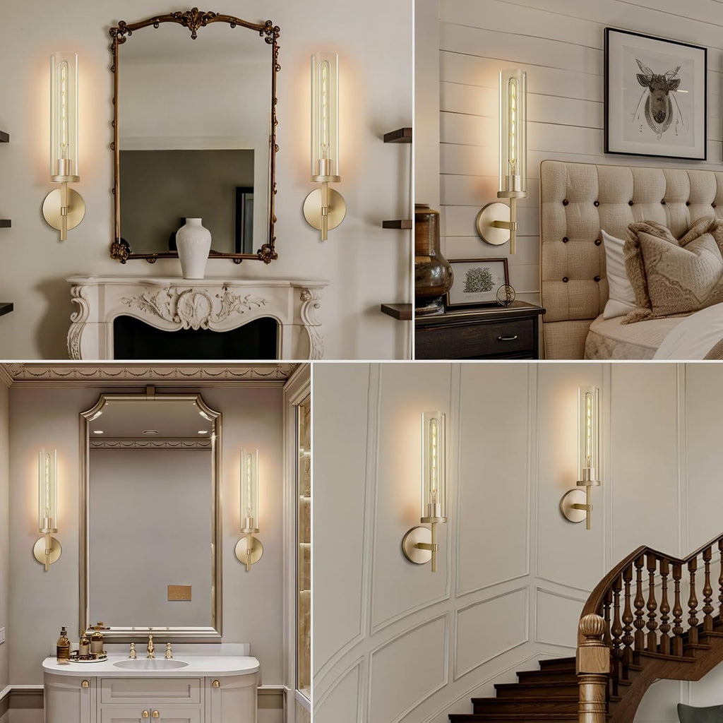 Gold Wall Sconces,19.48" Knurled Wall Sconces, Modern Light Fixtures Wall Lights for Living Room