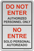 Brimar - 12" x 18" - Bilingual Do Not Enter Authorized Personnel Only Sign - .063″ Engineering Grade Reflective Aluminum - Clear Warning - Easy Installation