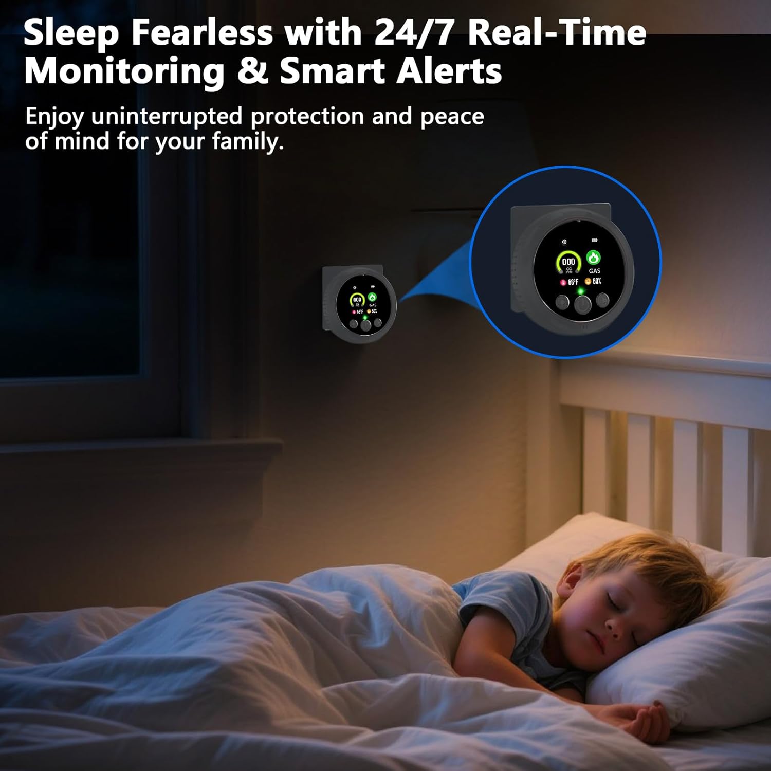 4 in 1 Carbon Monoxide Detectors Plug in, Real-Time Monitor CO & Gas Leak Detector with Temp/Humidity Display, Portable Carbon Monoxide (CO) Alarm Natural Gas Detector for Home, RV Camping Essentials