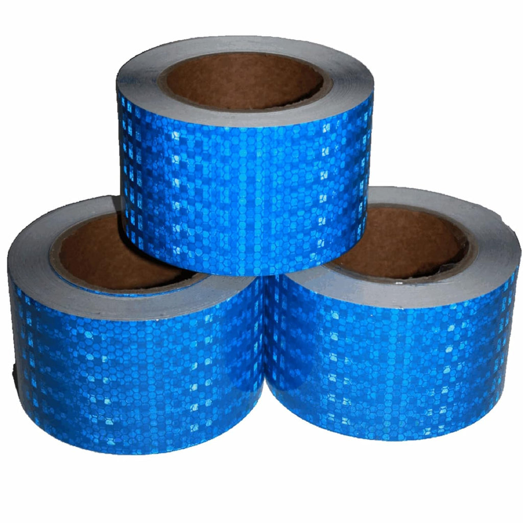 Blue Reflective Tape 3 inch Wide, Outdoor Waterproof High Visibility Warning Industrial Marking Tape, Safety Stickers (68 feet,3 Rolls)