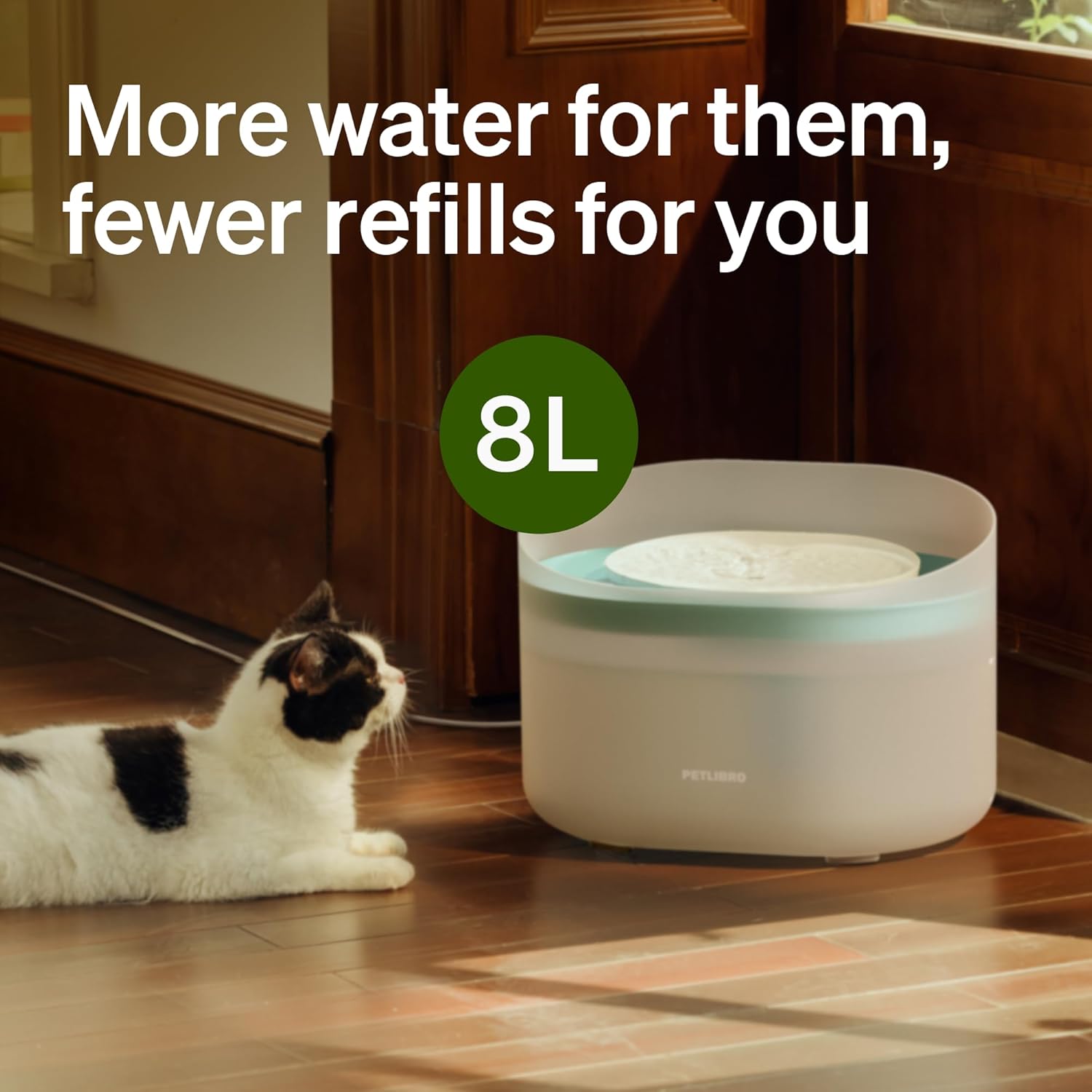 PETLIBRO Dog Water Fountain, 2.1Gal/8L Capsule Dog Fountain for Medium to Large Dogs, Anti-Splash Dog Water Bowl Dispenser, Super Quiet Pet Water Fountain, Great for Dogs Cats and Multi-Pet Home