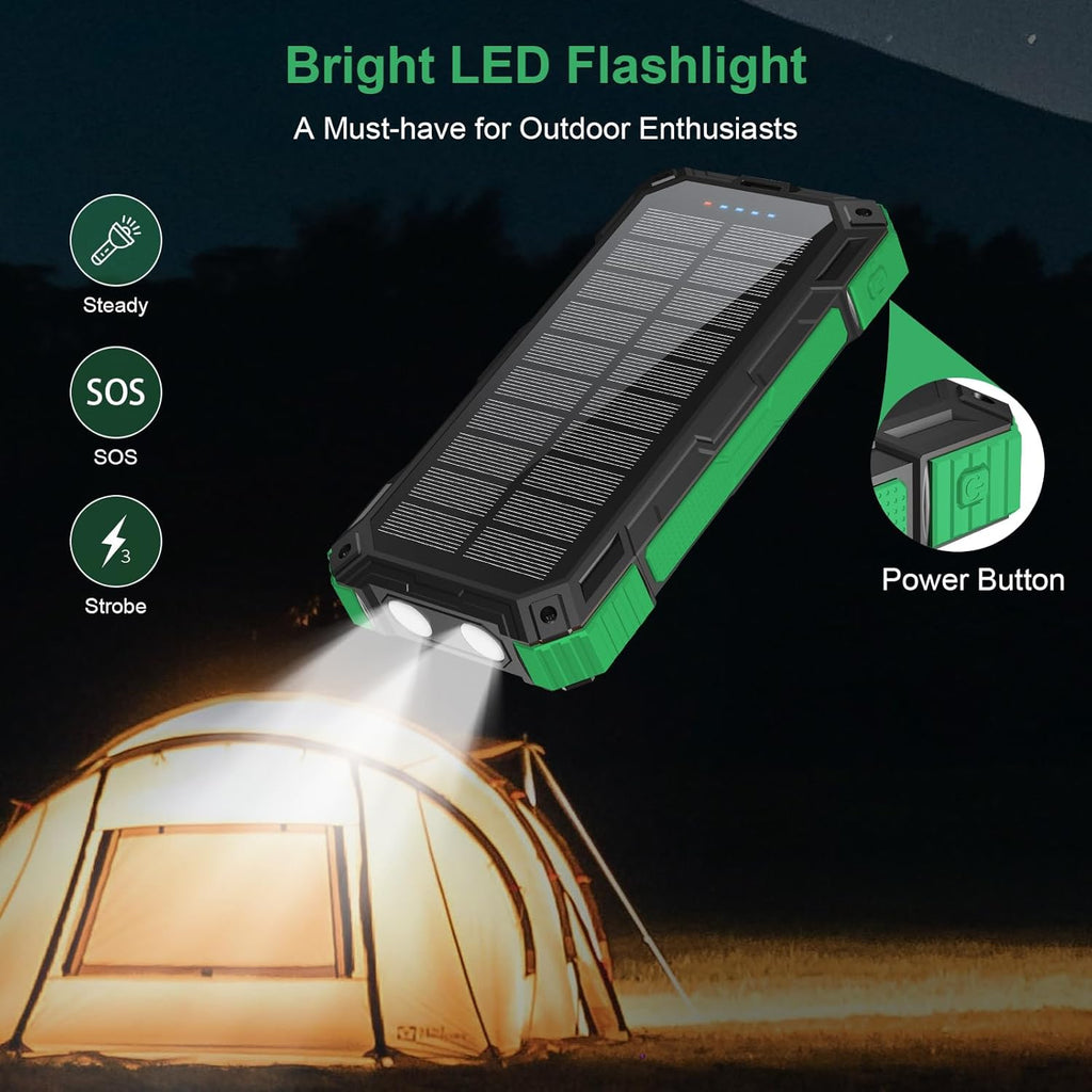 Solar Charger Power Bank 49800mAh Portable solar panels QC 3.0 22.5W Wireless Fast Charging with 6 Outputs for Cell Phones, Built in 4 Cables,USB C Waterproof Battery Pack for Camping,LED Flashlight