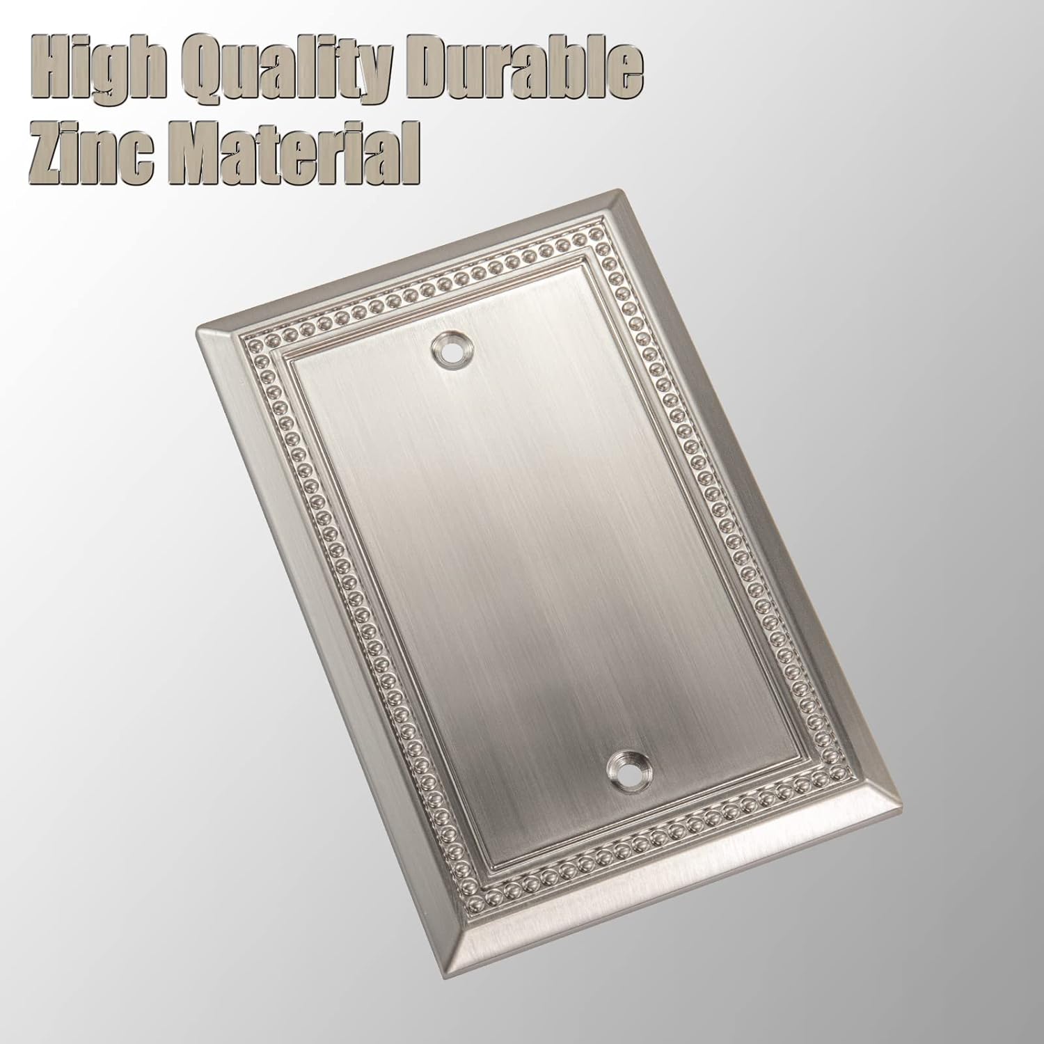 Henne Bery Sunken Pearls Heavy Duty Decorative Wall Plate Switch Plate Outlet Cover (Single Blank, 2 Pack, Satin Nickel)