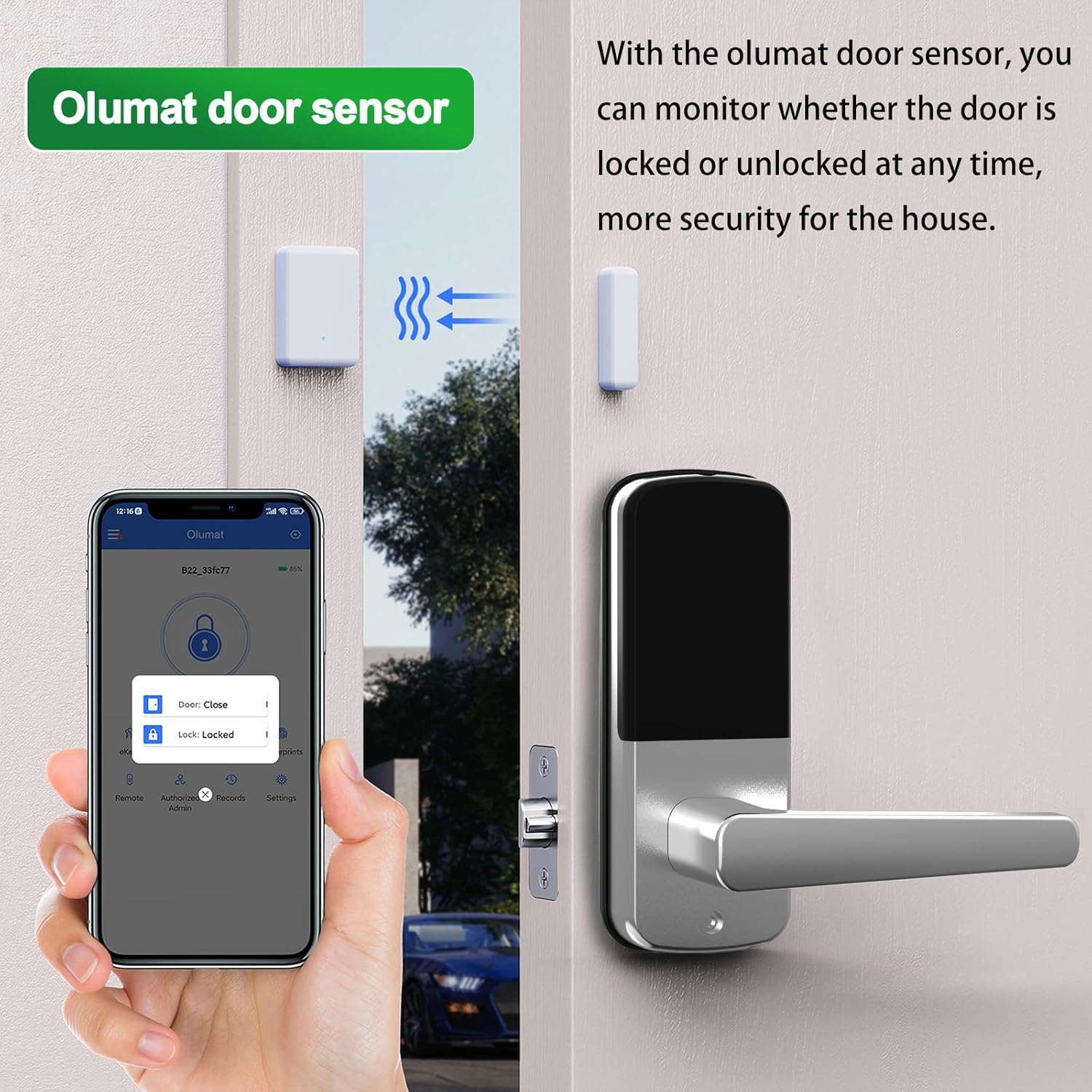 Smart Lock with Door Sensor - Fingerprint, Code, Keyless Entry - Easy Installation, 30-Day Satisfaction Guarantee