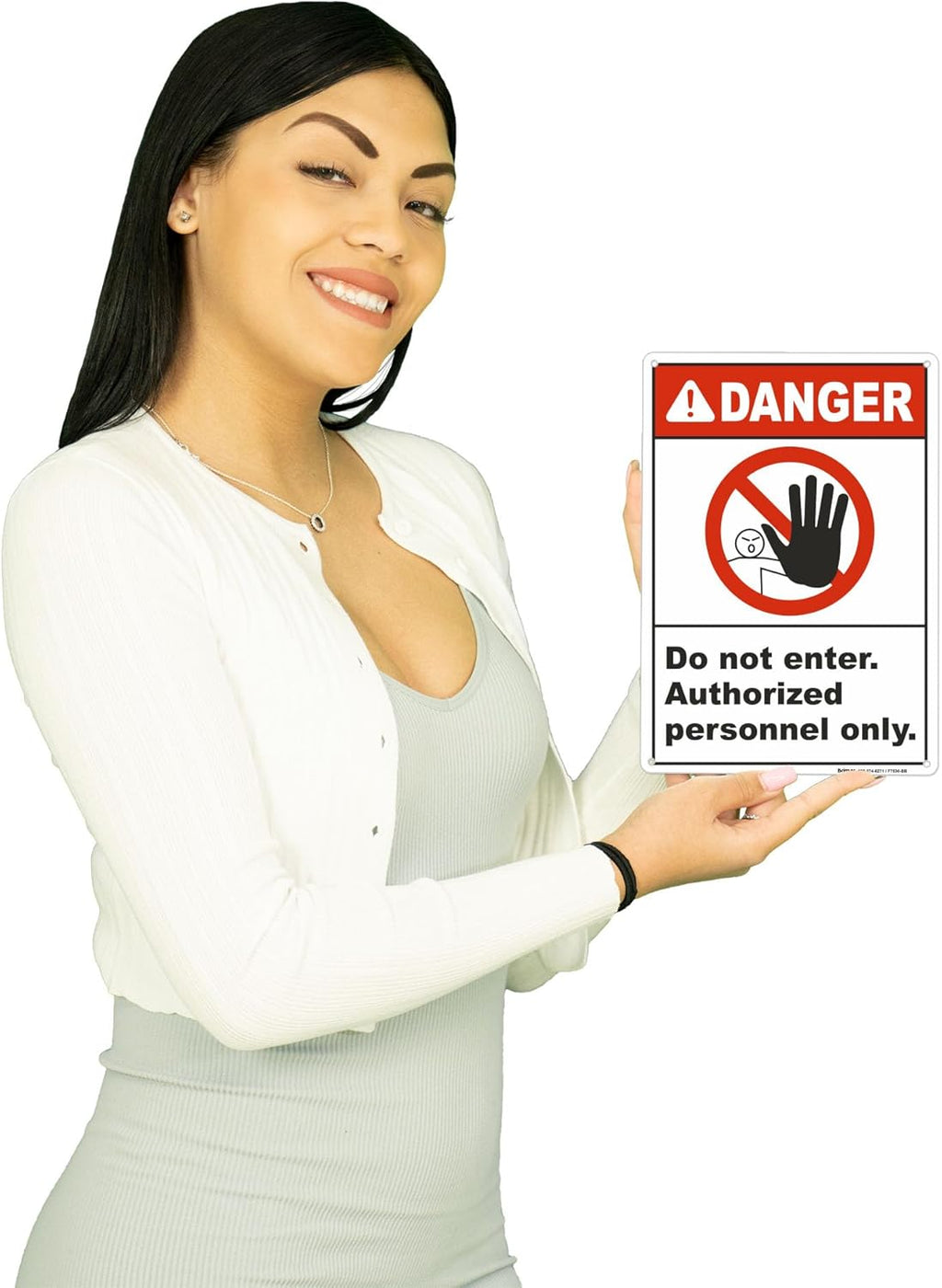Brimar - 7" x 10" - Do Not Enter Authorized Only Sign - .055″ Polyethylene Plastic - Clear Message - Easy Installation