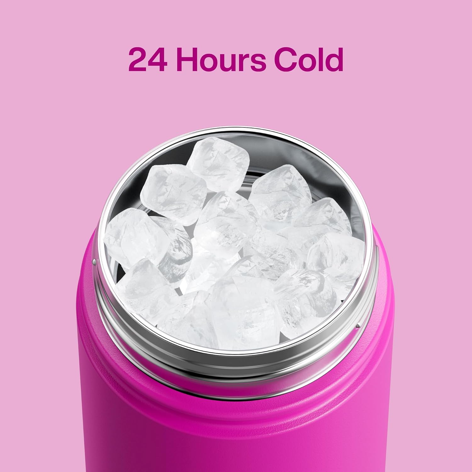 Kids Insualated Water Bottle with Straw - 12oz Stainless Steel Water Bottle with Dual Spouts, Leak-Proof, BPA-Free, Double Wall Vacuum Keeps Cold for 24 Hours for Sports, Travel (Knockout Pink)