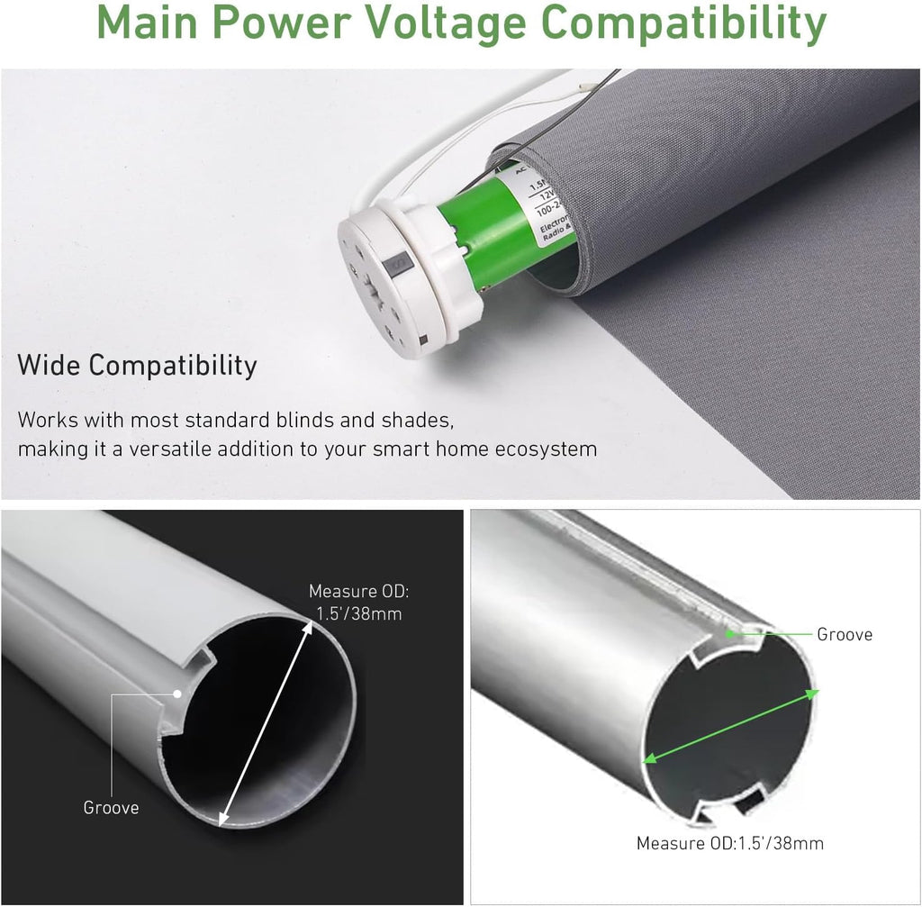 Rollerhouses 25TEW Main Power Voltage Blinds Motor with Tuya WiFi Smart Plug - Voice Control, App Remote Control, Timer Function, Compatible with Alexa & Google Assistant