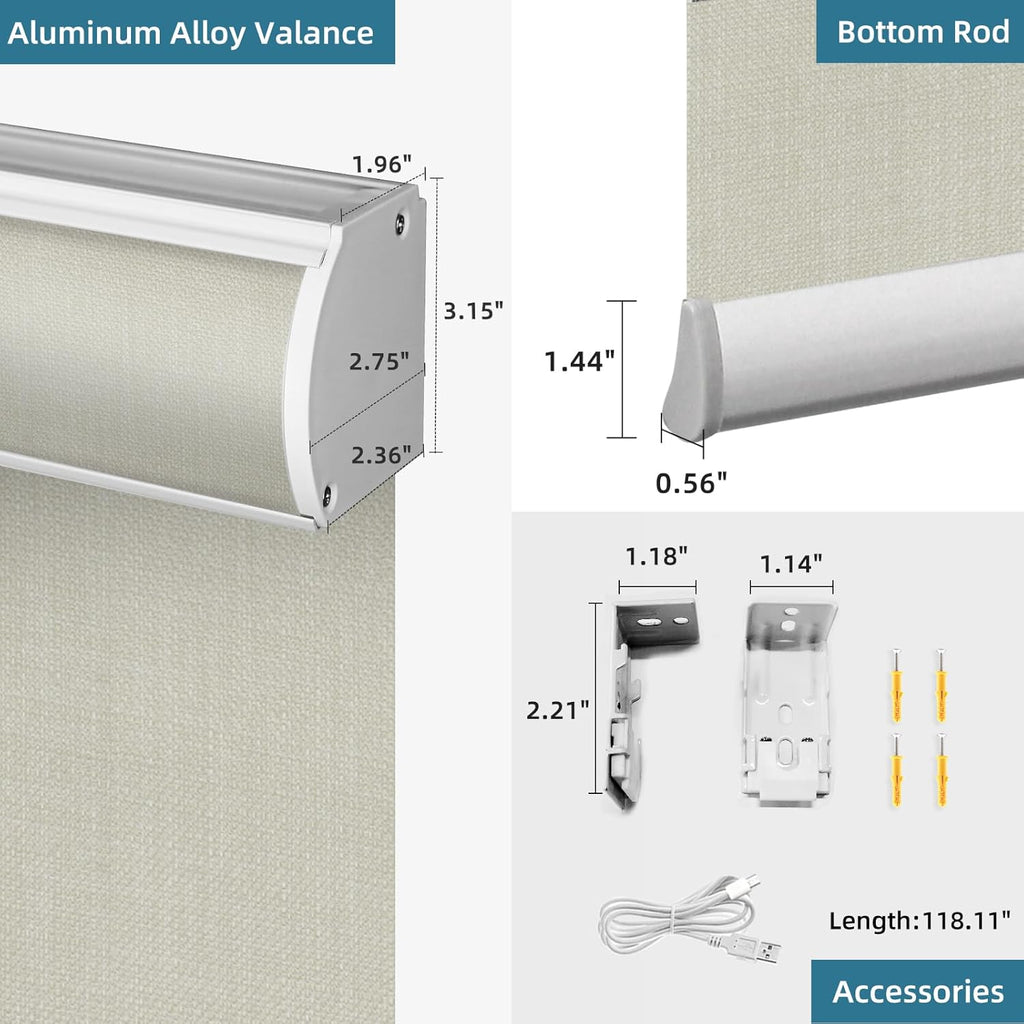 SmartWings Motorized Roller Shades Work with Homekit, Alexa Google, 100% Blackout Smart Blinds for Windows, Cordless Remote Control Window Shades, Vigor Cream, Customized Size
