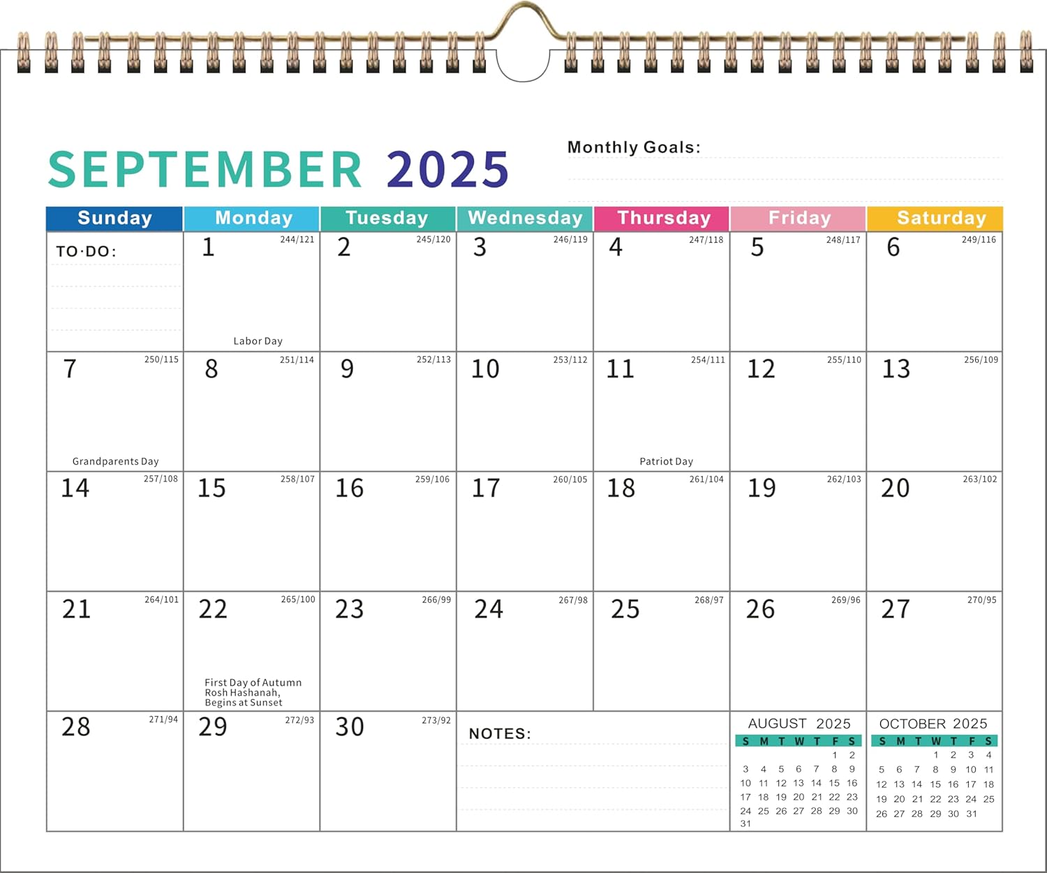 2025-2026 Wall Calendar – Runs 18 Months Until December 2026, Vibrant Monthly Planner with Julian Dates & Spacious Blocks, Durable Thick Paper, Ideal for New Year or Christmas Gift