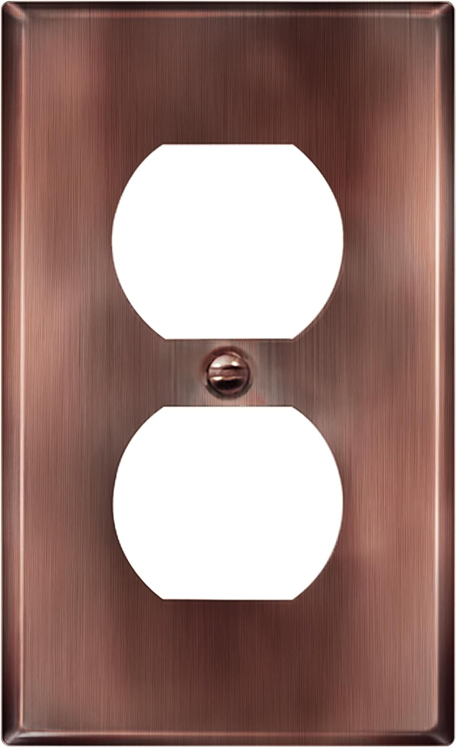 ENERLITES Duplex Receptacle Metal Wall Plate, Stainless Steel Outlet Cover, Corrosion Resistant, Standard Size 1-Gang 4.50" x 2.76", Stainless Steel 201, 7721-AC, Antique Copper