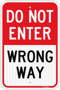 T&R Do Not Enter Wrong Way Sign, 18" x 12" Engineer Grade Reflective Sheeting, Rust Free Aluminum, Weather Resistant, Waterproof, Fade Resistant, 2 Pre-drilled Holes