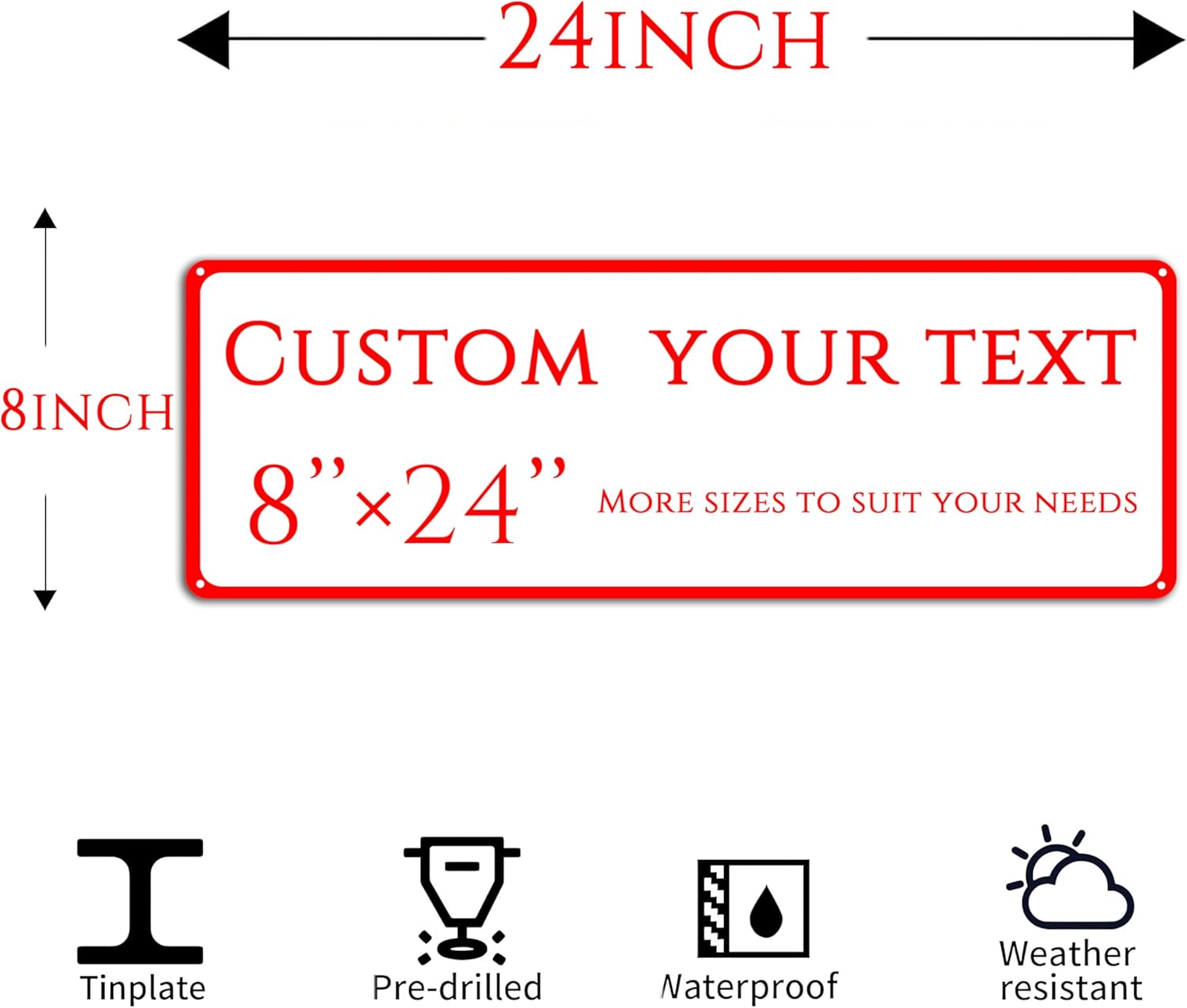 Custom Sign, Custom Indoor/Outdoor Decorative Sign，Double-sided,Aluminum Weatherproof Metal Sign Multiple Sizes, Customize for garden, Business, Workplace, office, Home, Delivery Signs(8 * 24 Inch)