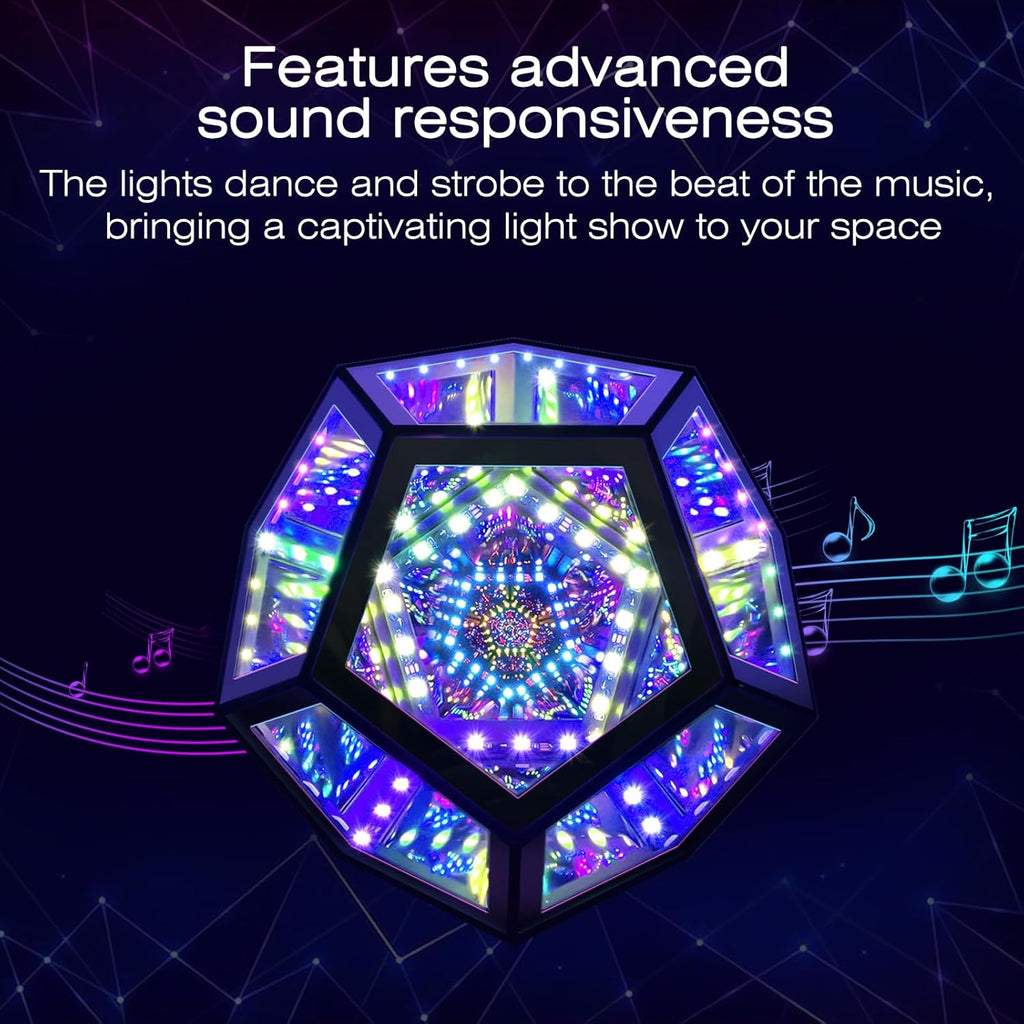Infinity Mirror Light Infinite Dodecahedron Color Art Light for Gaming Room Decor 3D Hyper Cube RGBW Color Changing Night Lighting for Computer Gaming Desk Birthday Christmas Gift